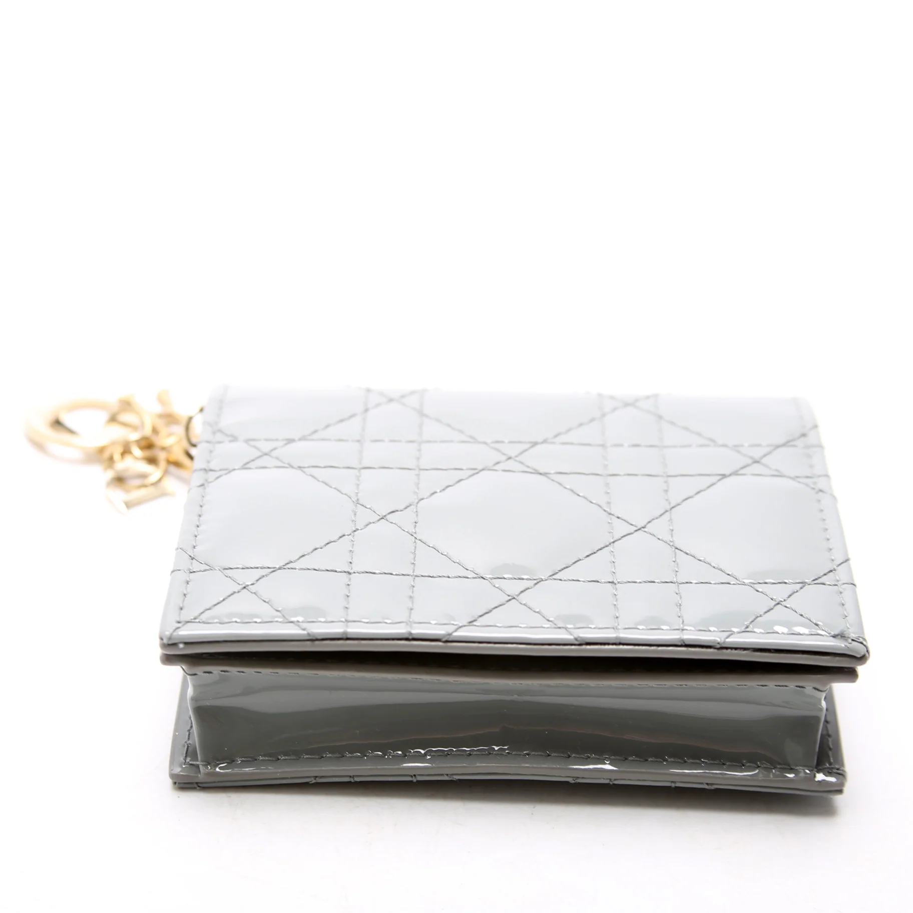 Mini Lady Gardenia Patent Wallet Grey - Image 4
