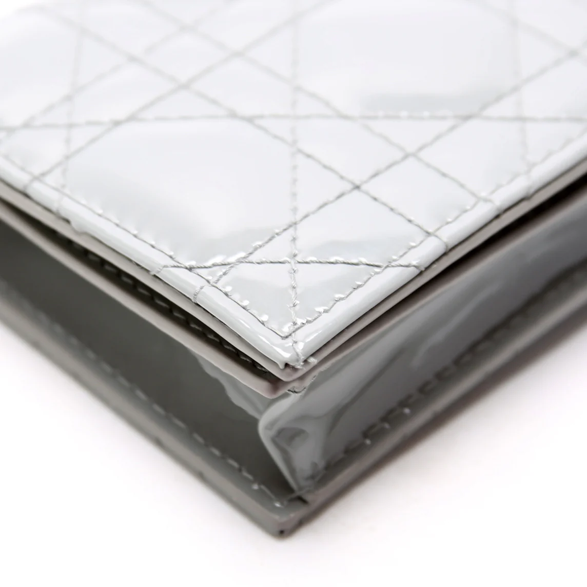 Mini Lady Gardenia Patent Wallet Grey - Image 5