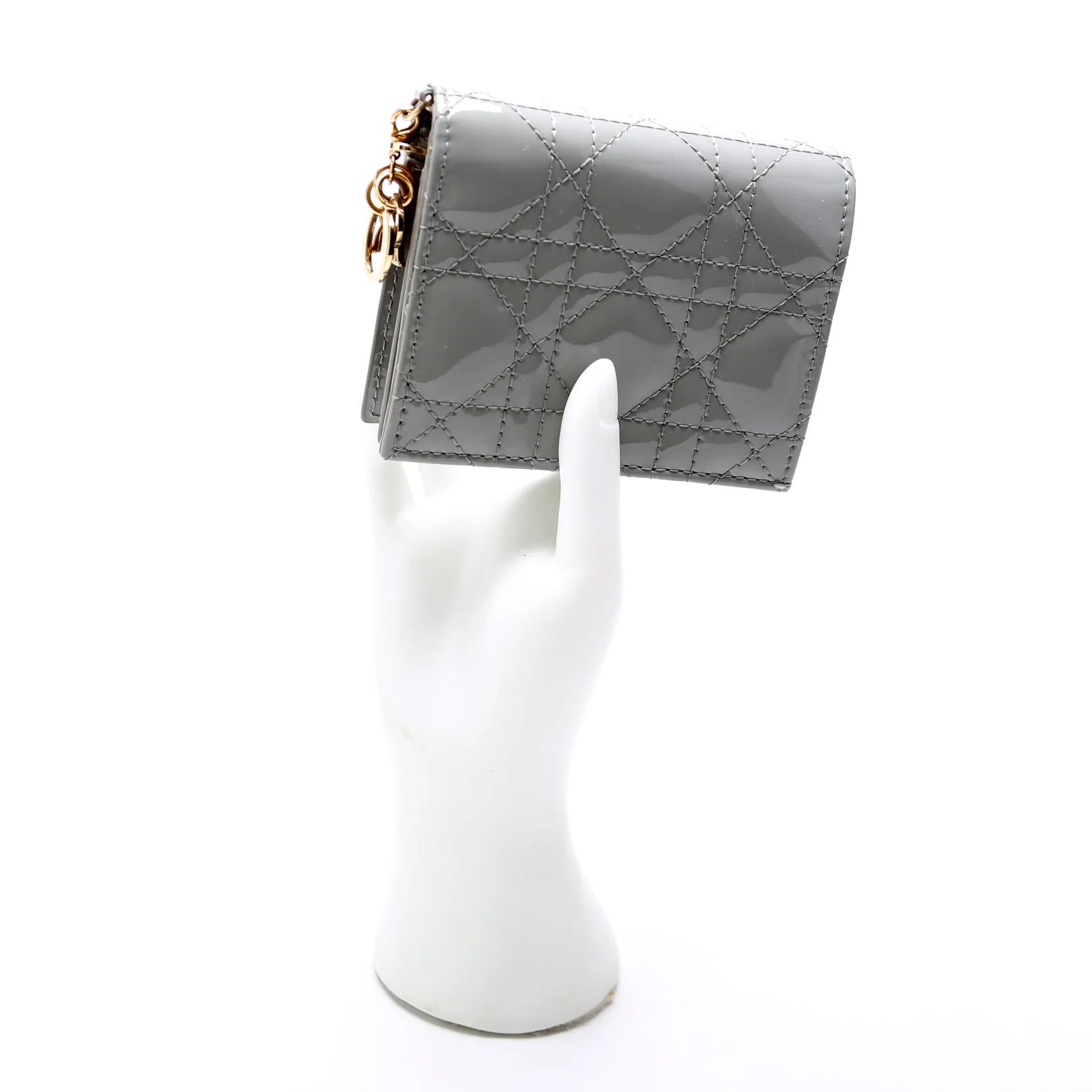Mini Lady Gardenia Patent Wallet Grey - Image 9