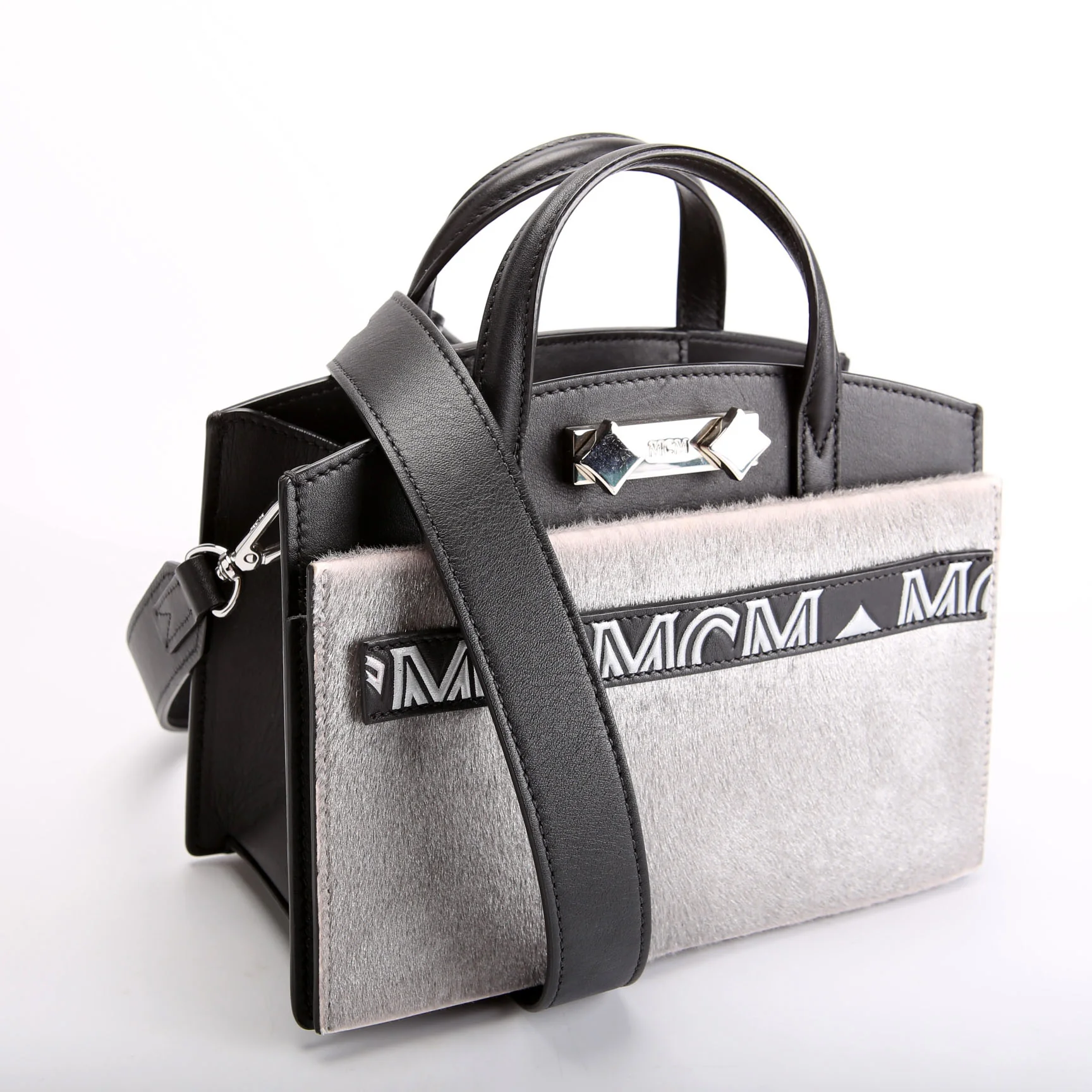 Mini Milano Tote Lux Calfskin Hair Black/Grey - Image 2