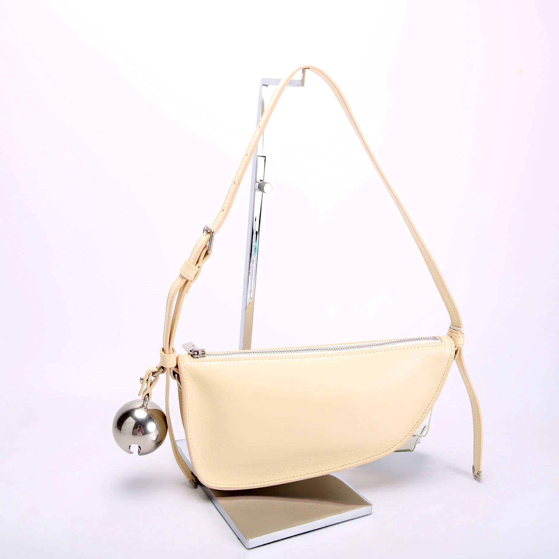 Mini Shield Leather Sling Bag Cream - Image 2