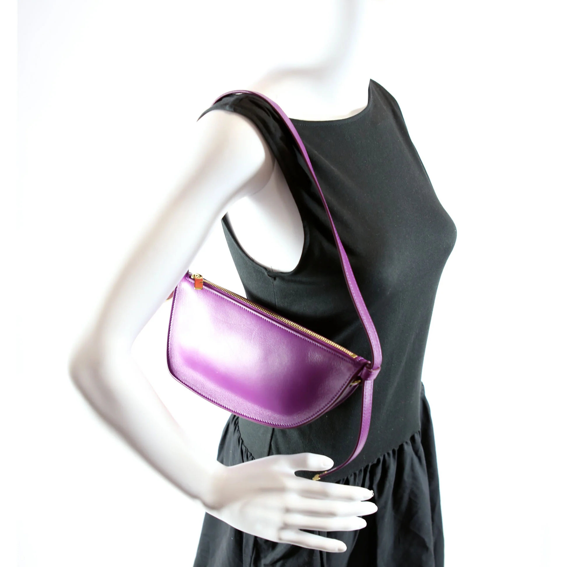 Mini Shield Leather Sling Bag Purple - Image 12