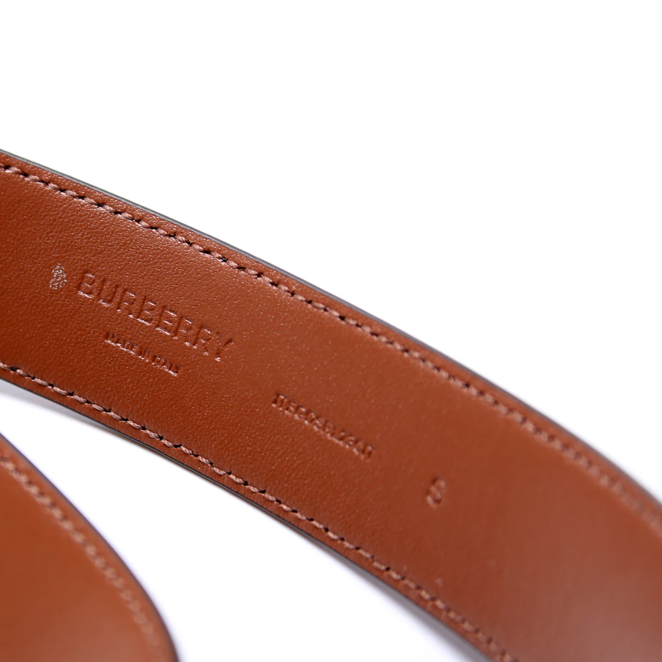 Mini TB Logo Leather Belt Size Small Brown - Image 4