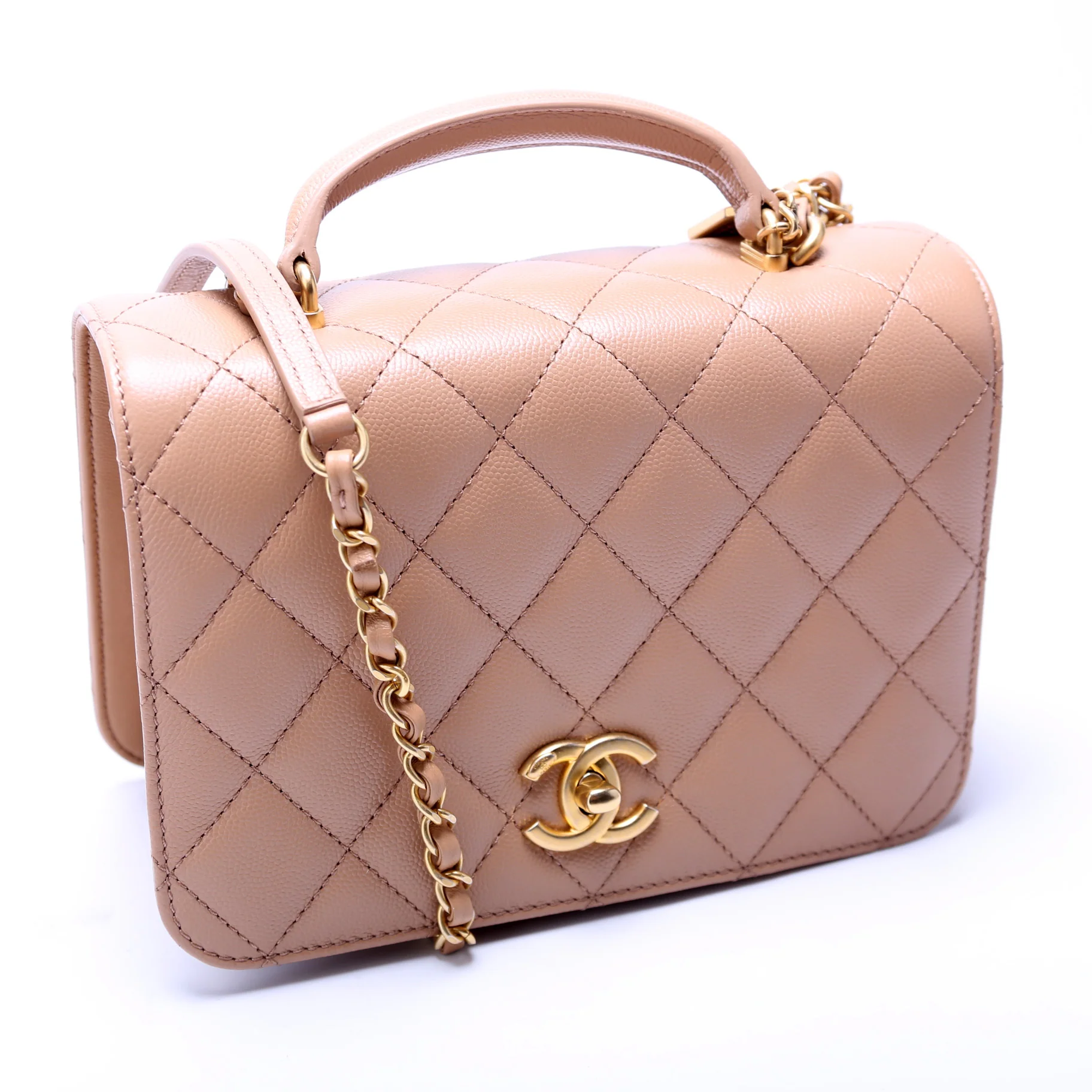 Mini Top Handle Flap Bag Quilted Caviar - Image 2