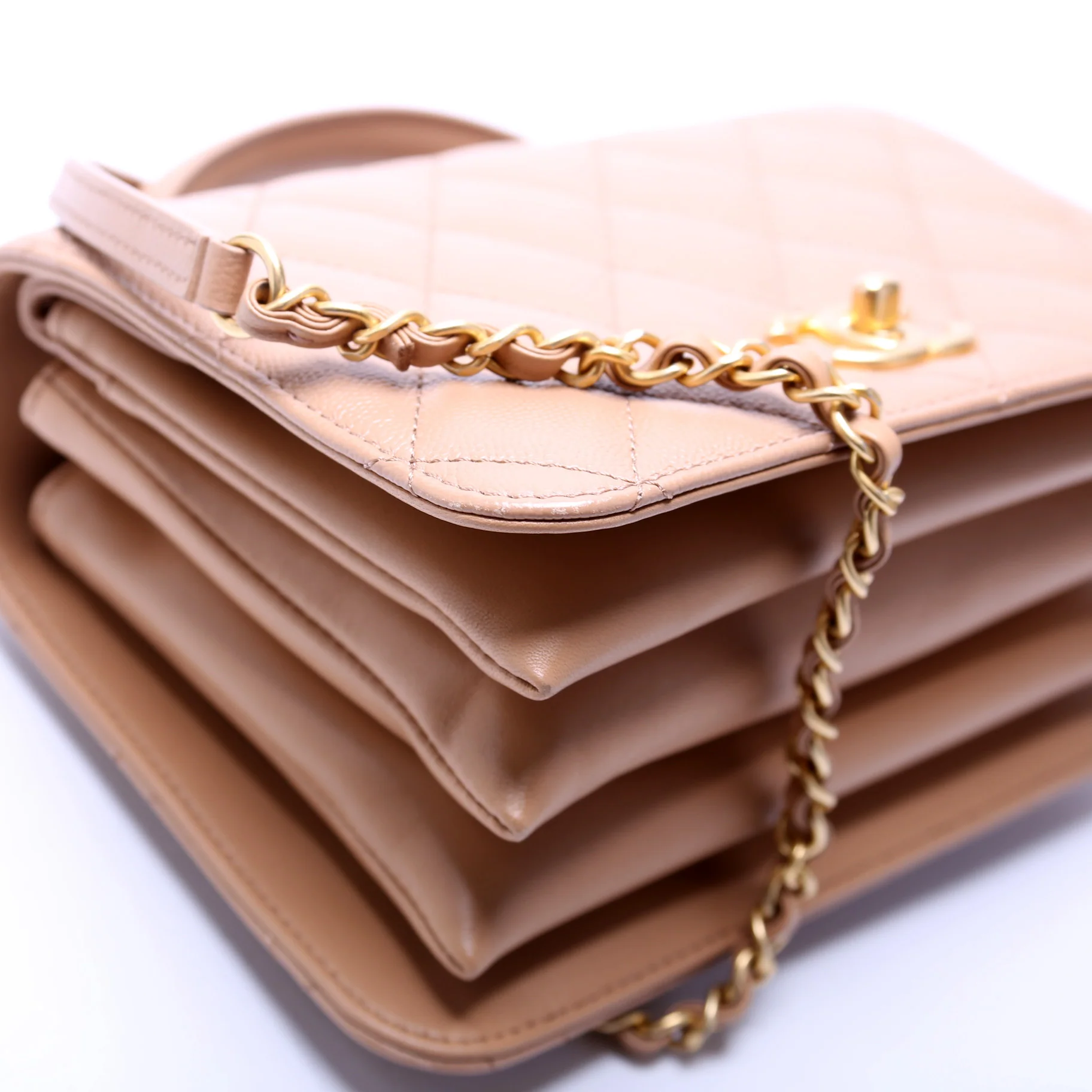 Mini Top Handle Flap Bag Quilted Caviar - Image 5