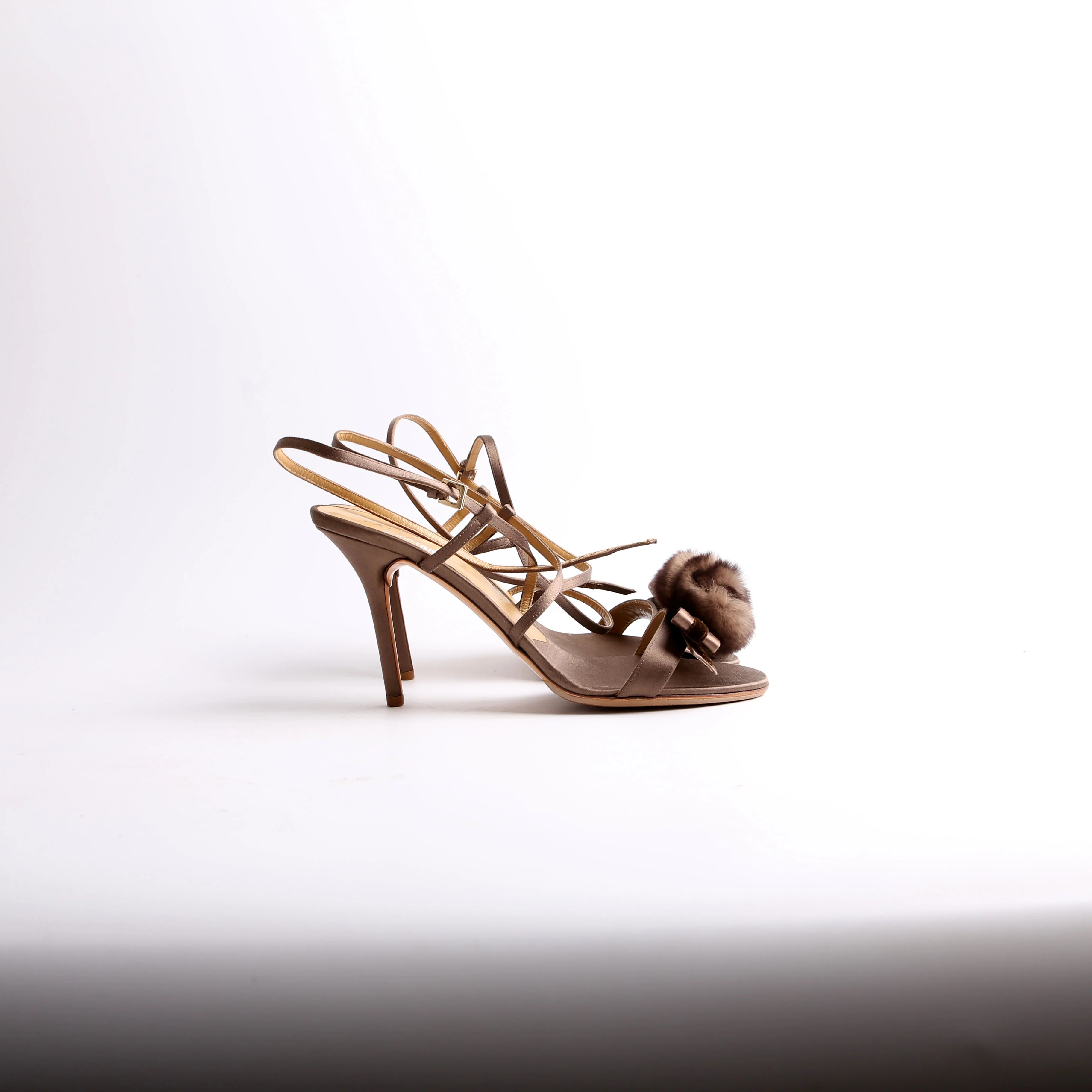 Mink Flower Satin Strappy Sandals Size 41 - Image 4