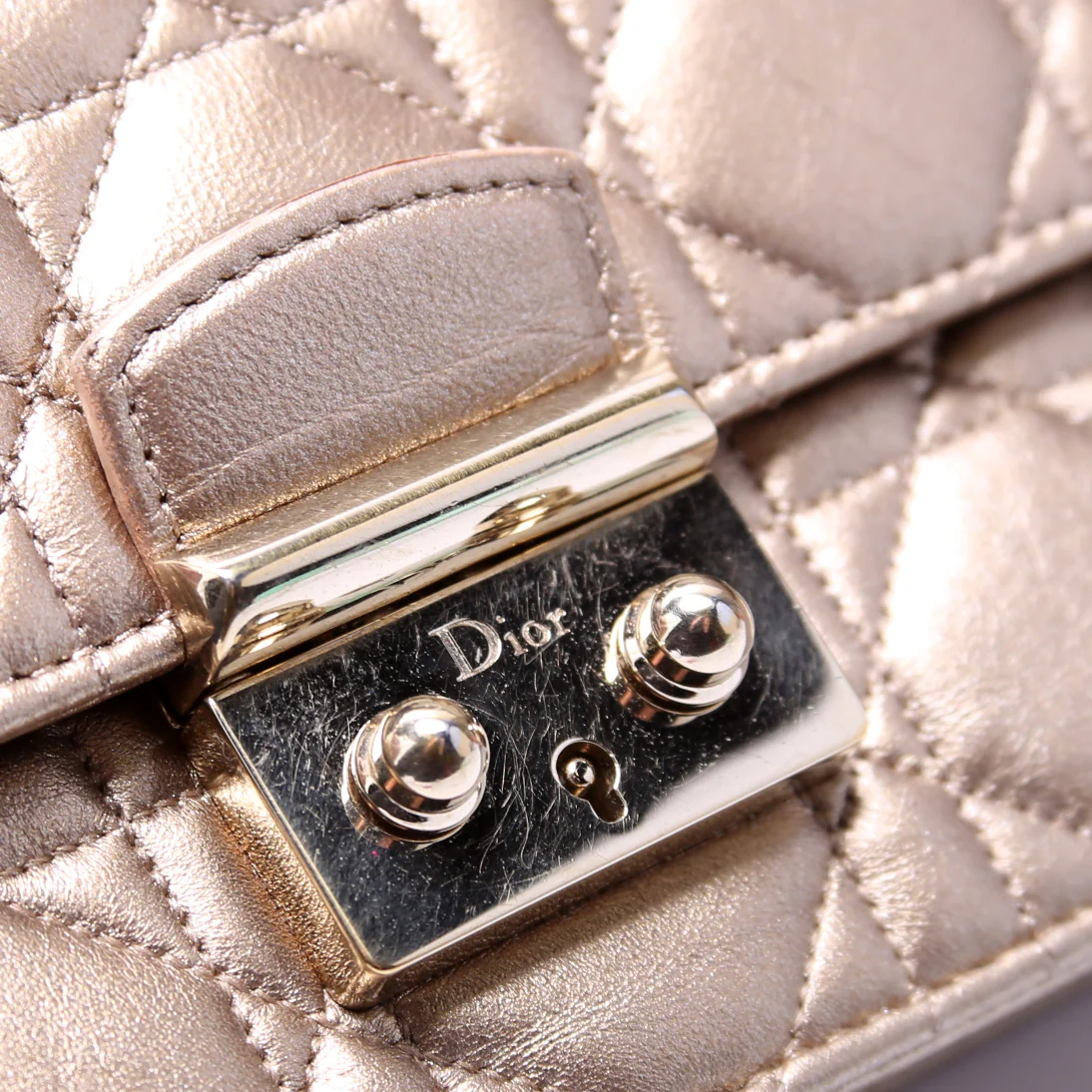 Miss Dior WOC Metallic Lambskin Cannage Gold - Image 6