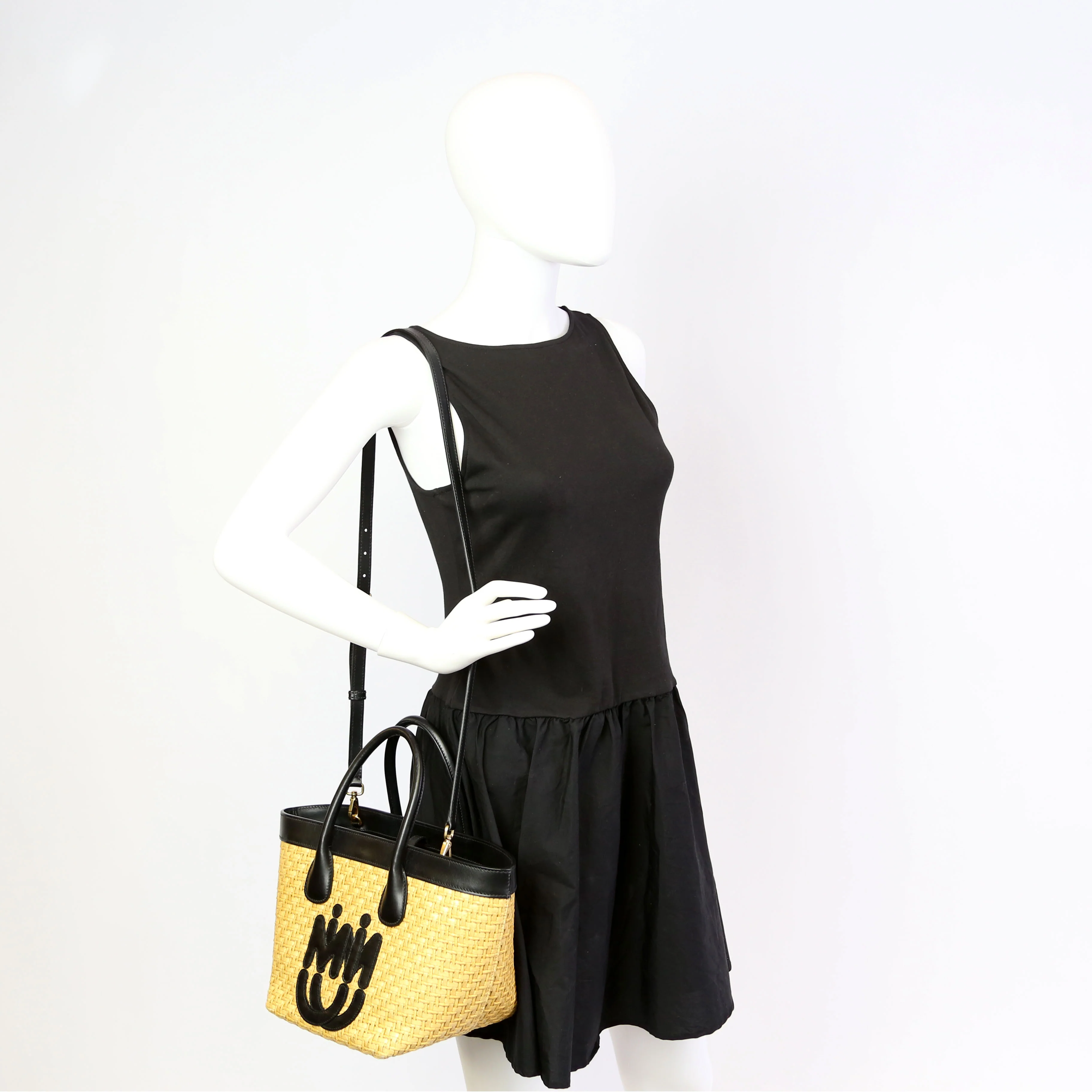 Miu Miu Logo Straw Top Handle - Image 14