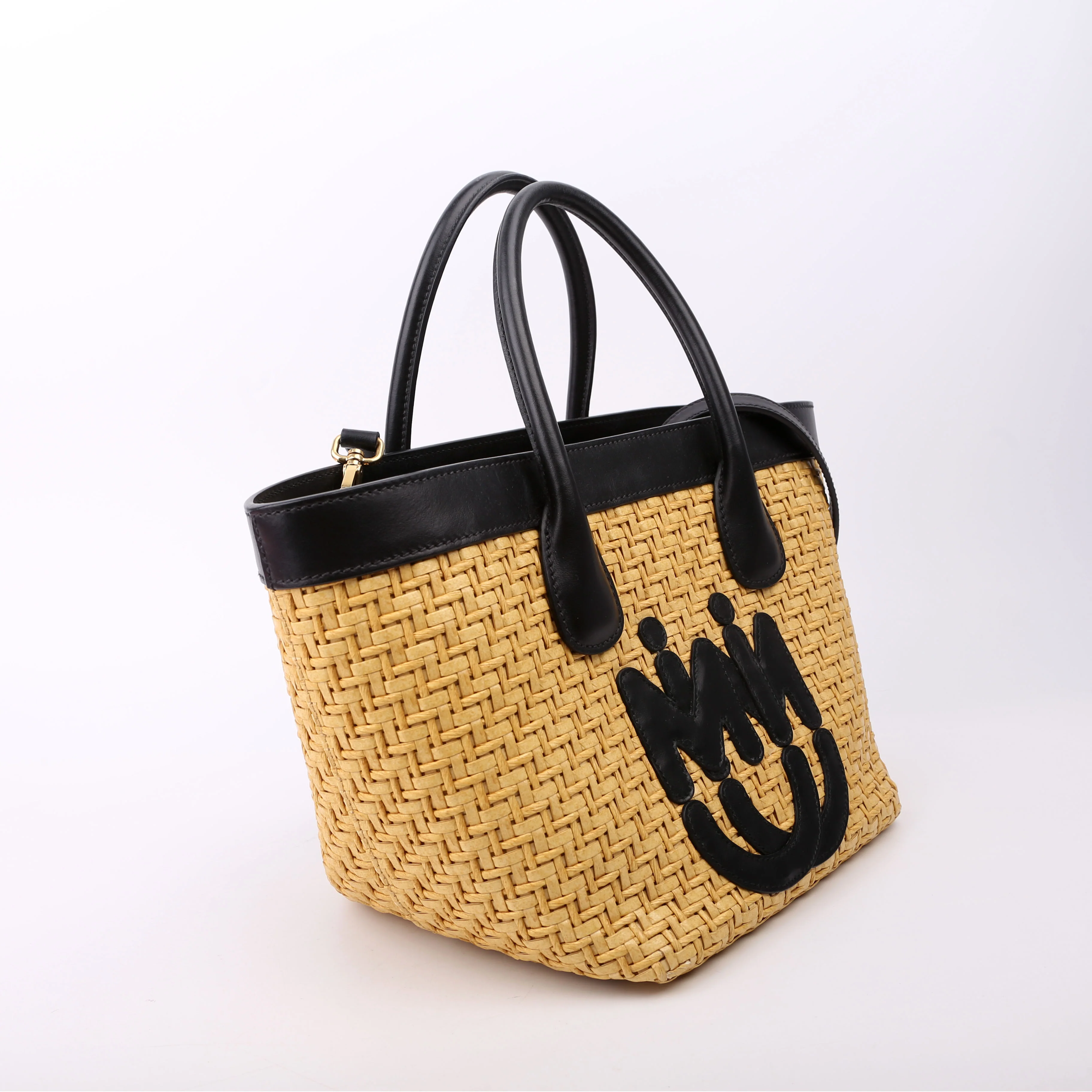 Miu Miu Logo Straw Top Handle - Image 2