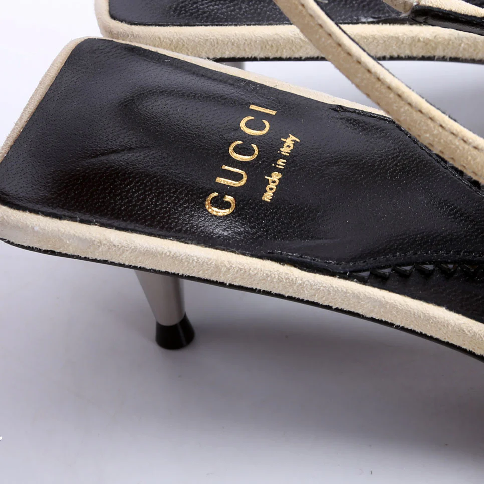 Mona Pointed Toe 45MM Kitten Heels Size 37 Tan/Gold - Image 6