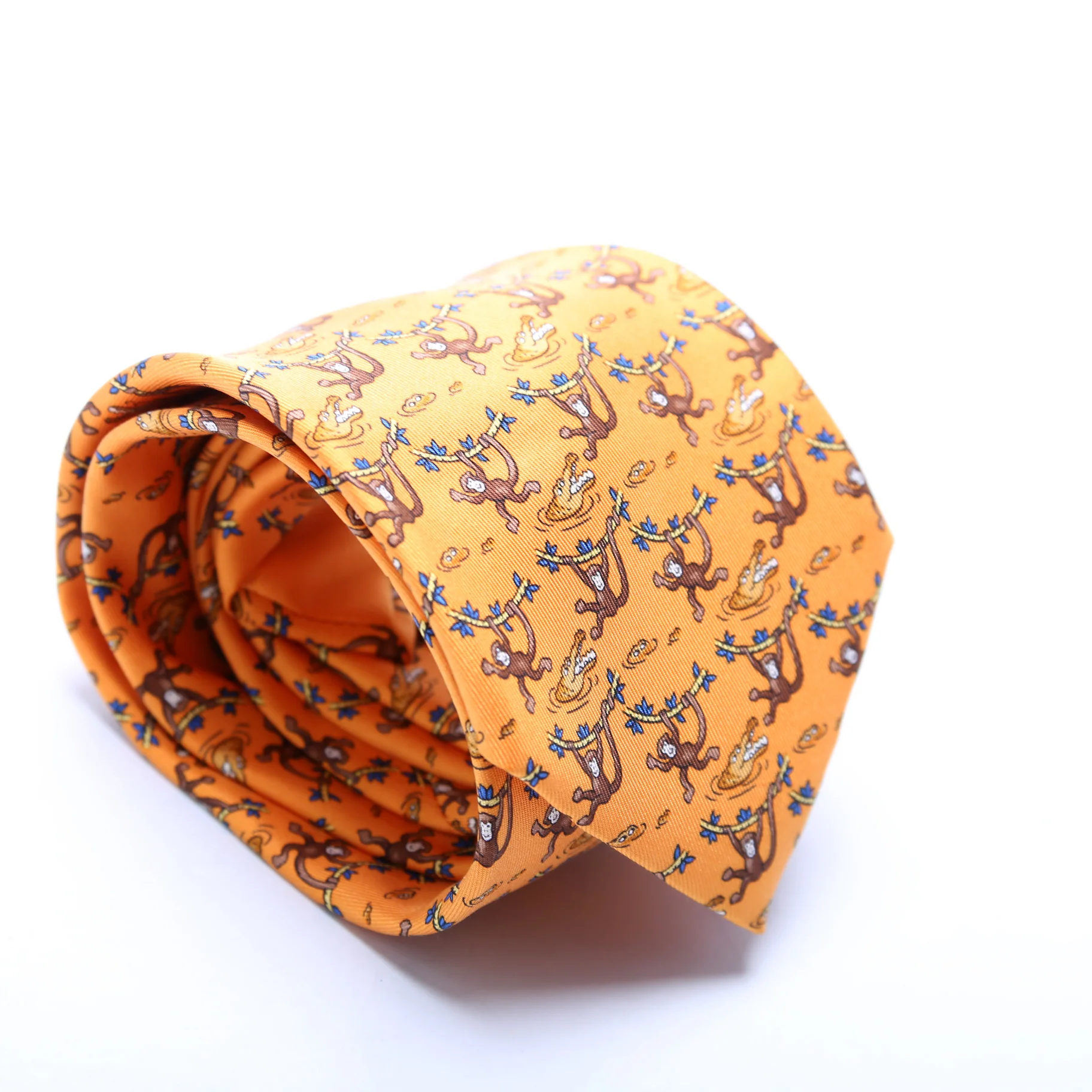 Monkey/Crocodile Print Silk Tie Orange/Multicolor - Image 2
