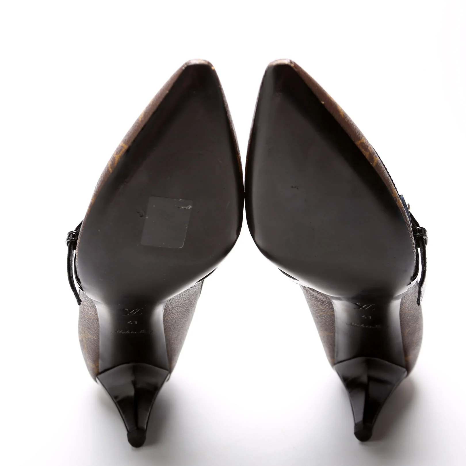 Monogram Buckle Kitten Heels Size 41 Brown/Black - Image 6