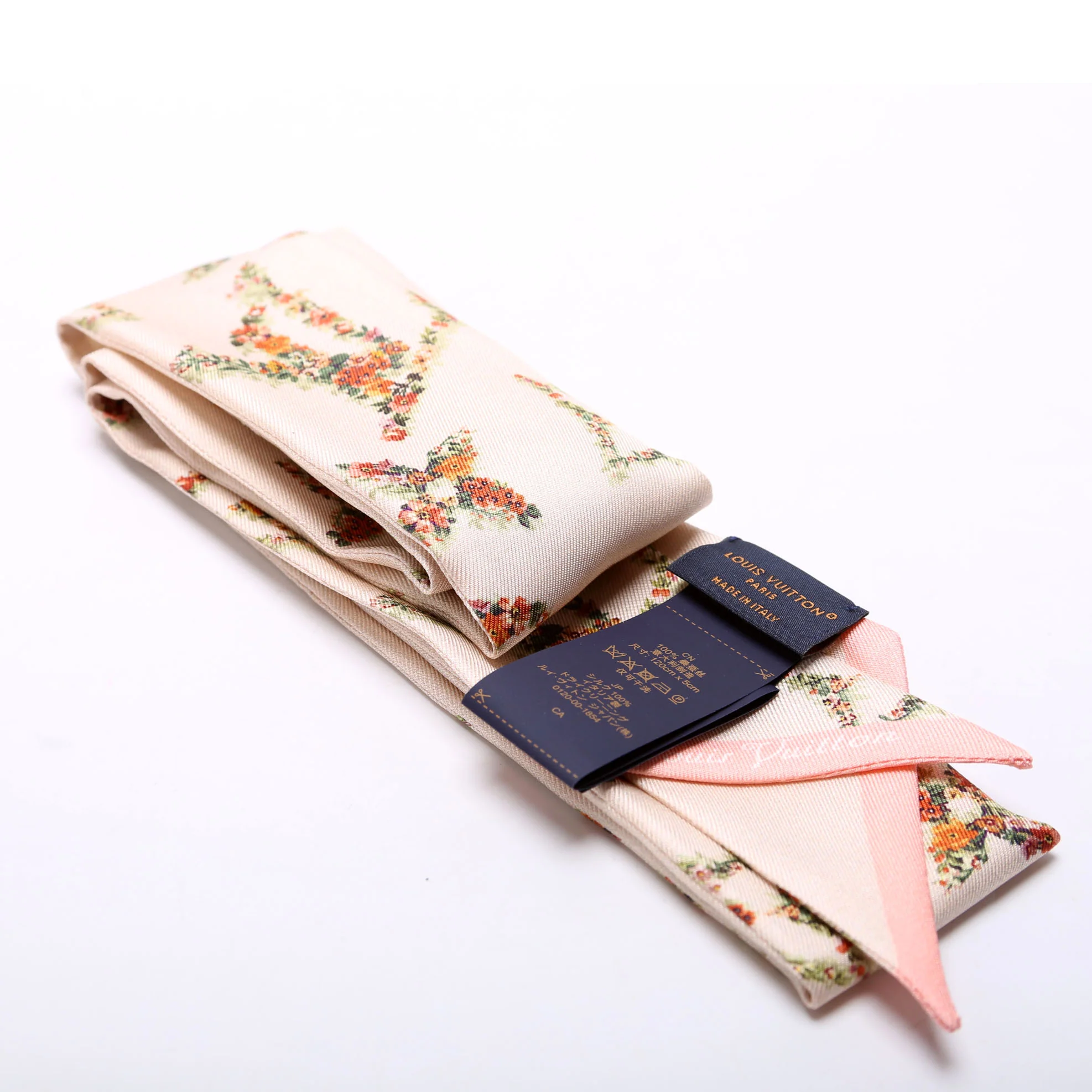 Monogram Flowers BB Silk Bandeau Scarf Pink - Image 3