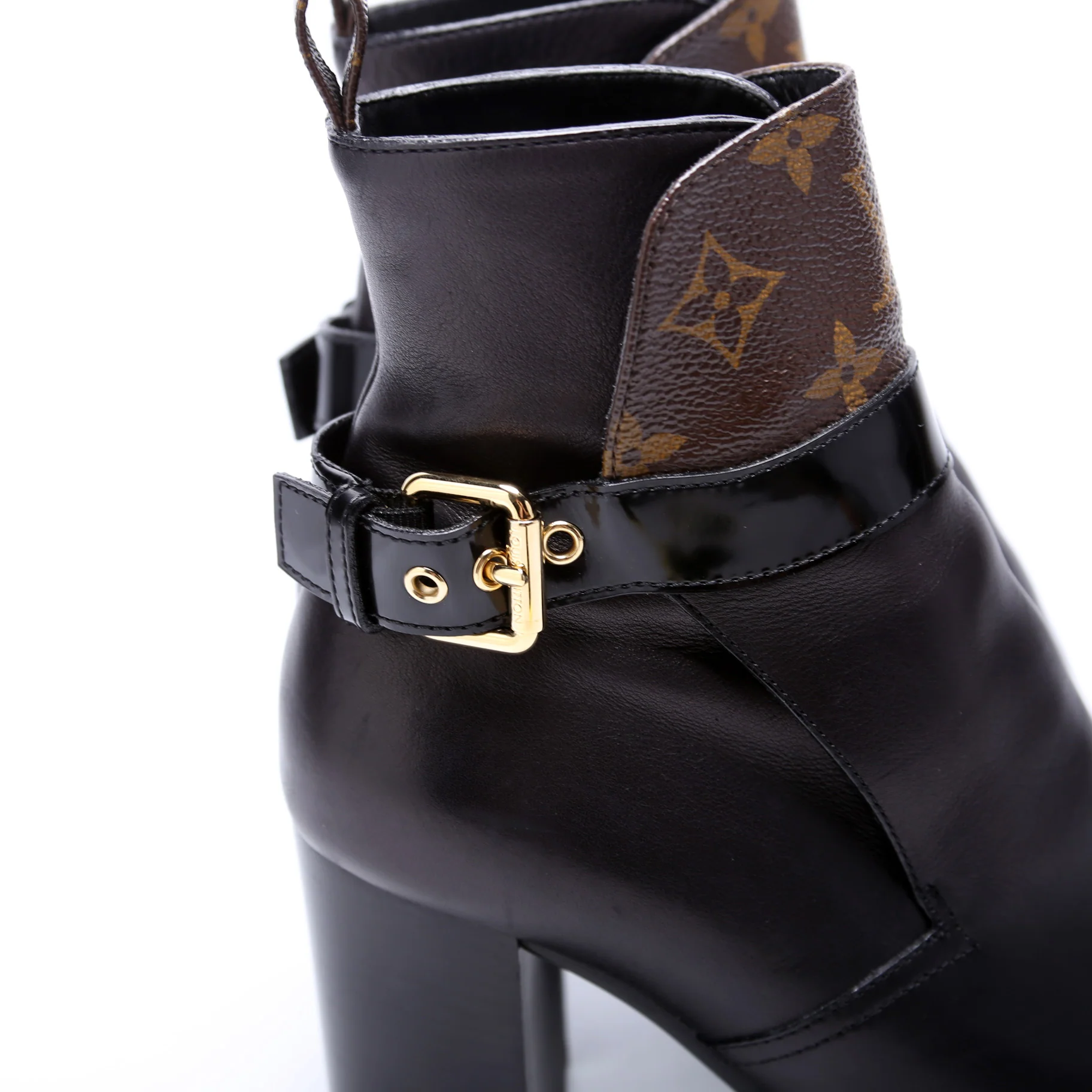 Monogram Leather Buckle Boots Size 37.5 - Image 5