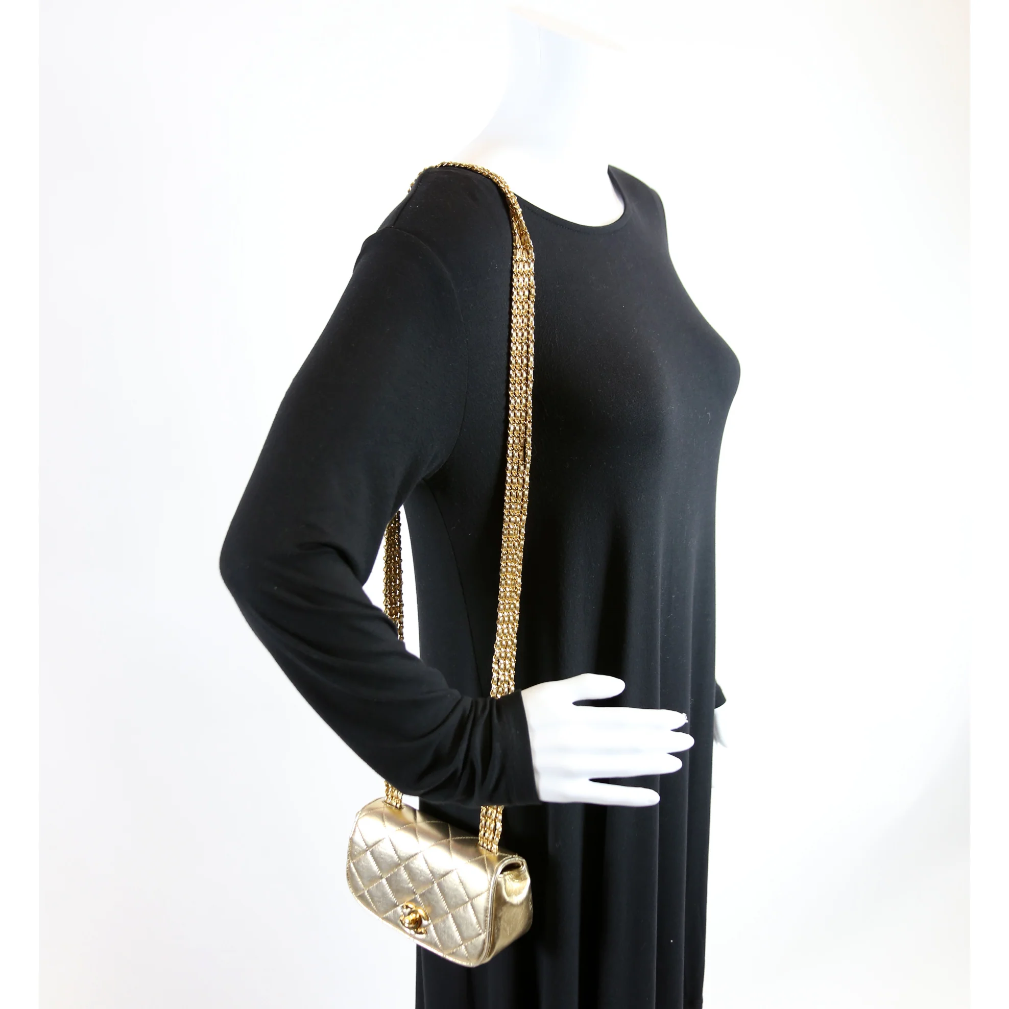 Multi Chain Flap Metallic Lambskin 3M Gold - Image 10