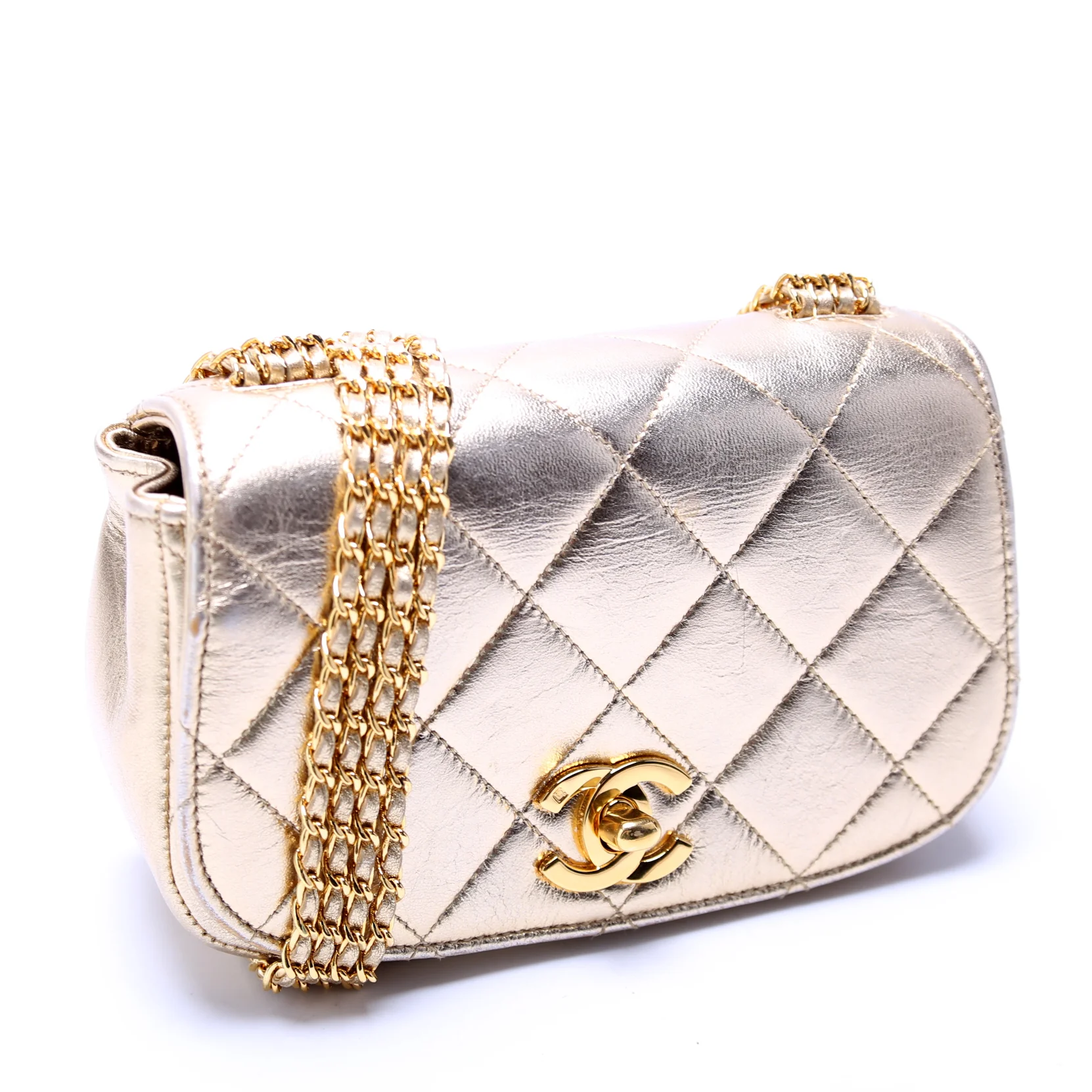 Multi Chain Flap Metallic Lambskin 3M Gold - Image 2