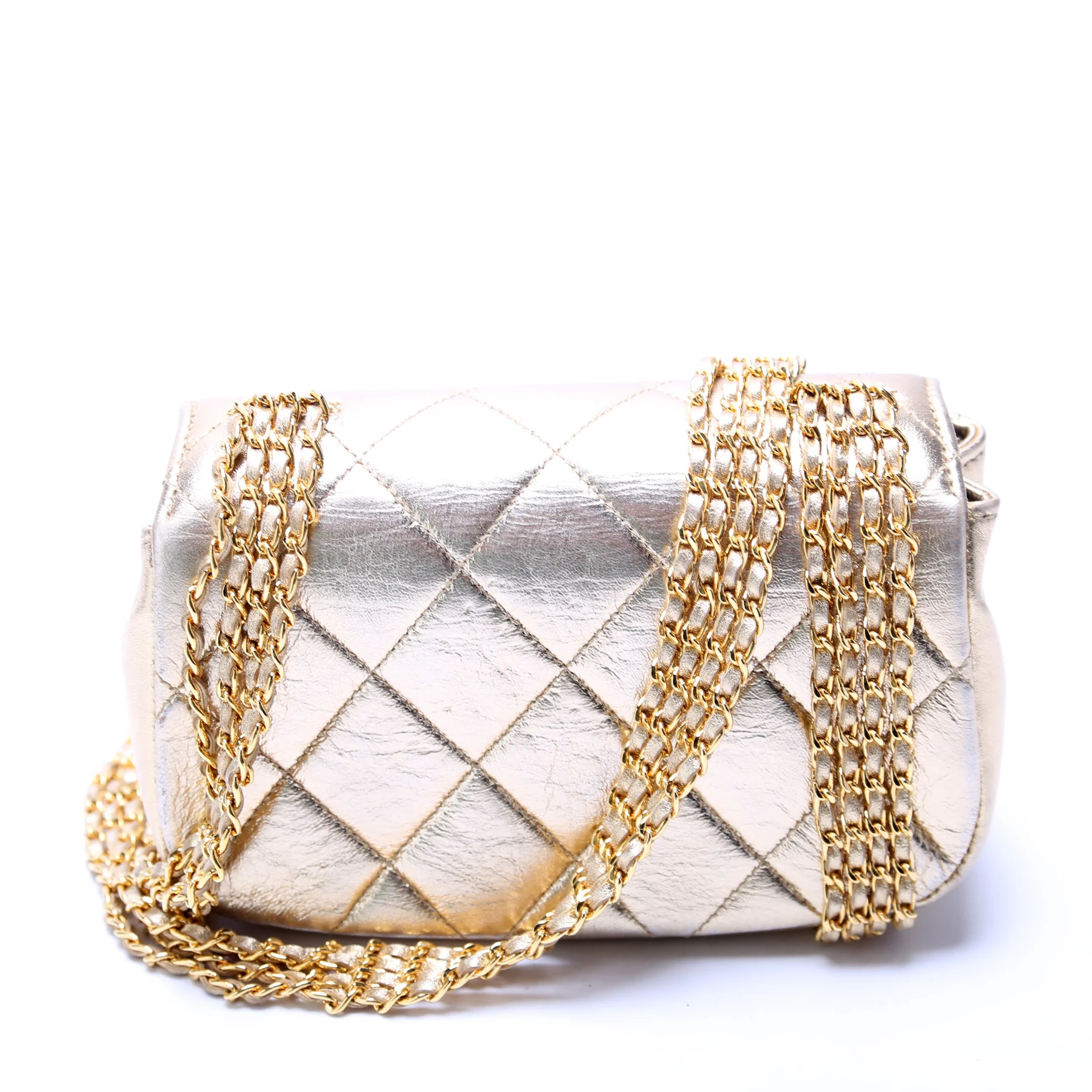 Multi Chain Flap Metallic Lambskin 3M Gold - Image 3