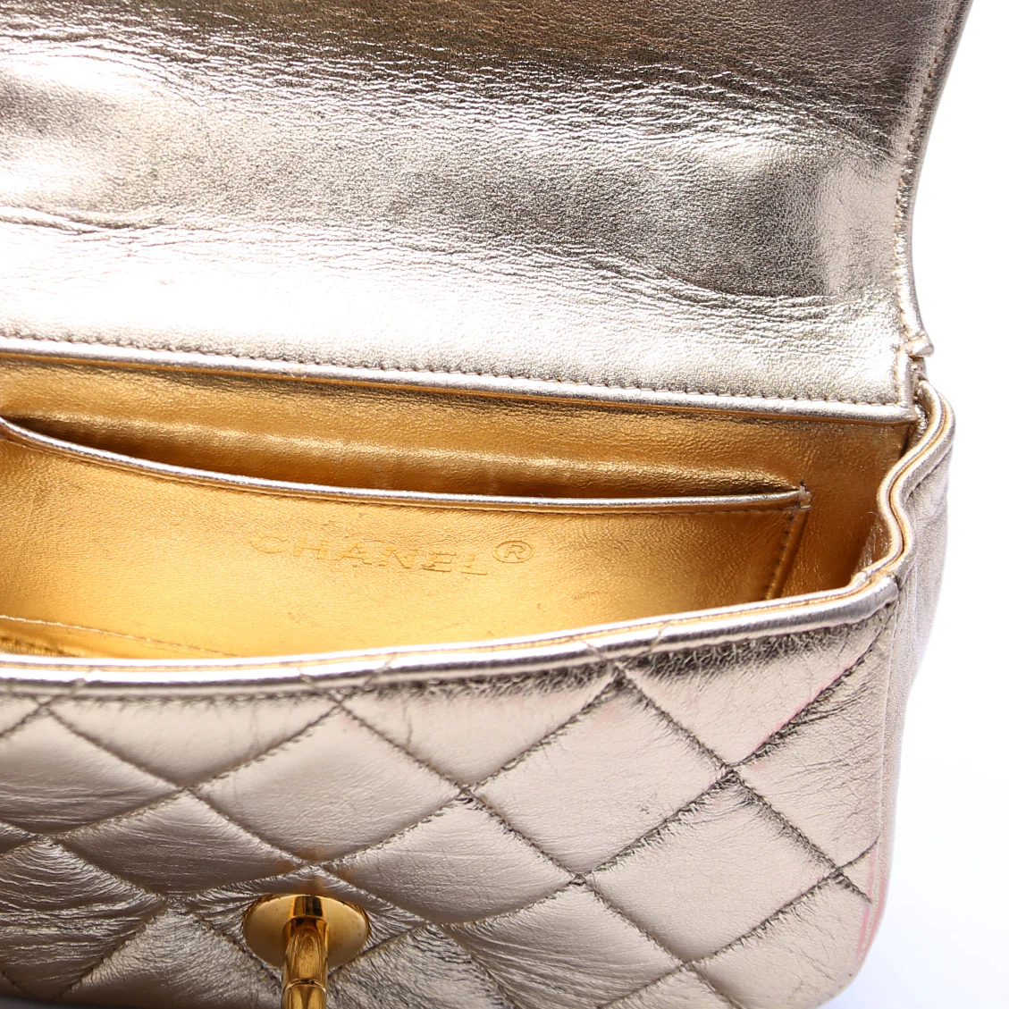 Multi Chain Flap Metallic Lambskin 3M Gold - Image 7