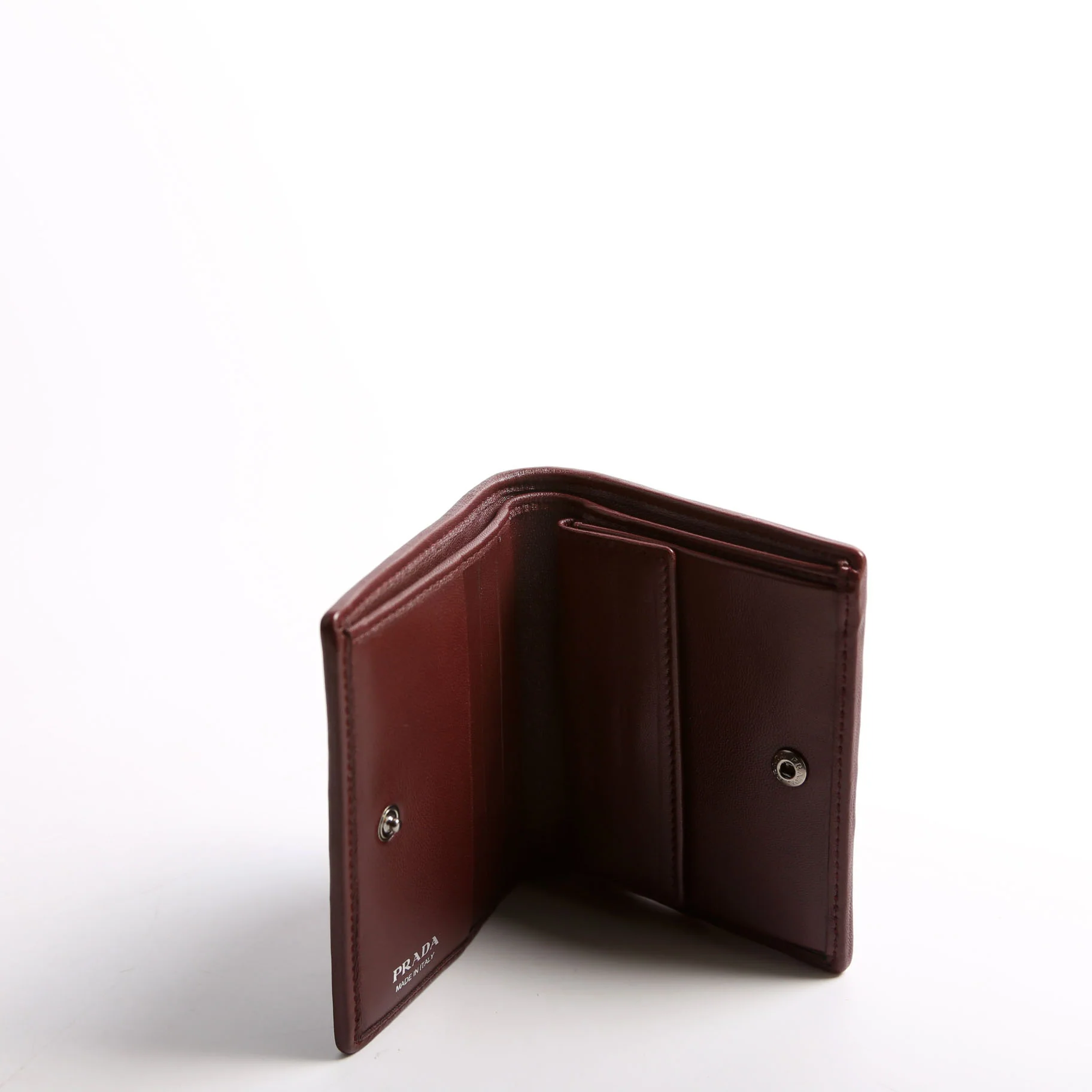 Nappa Impunture Small Wallet With Coin Pouch Burgundy - Image 6