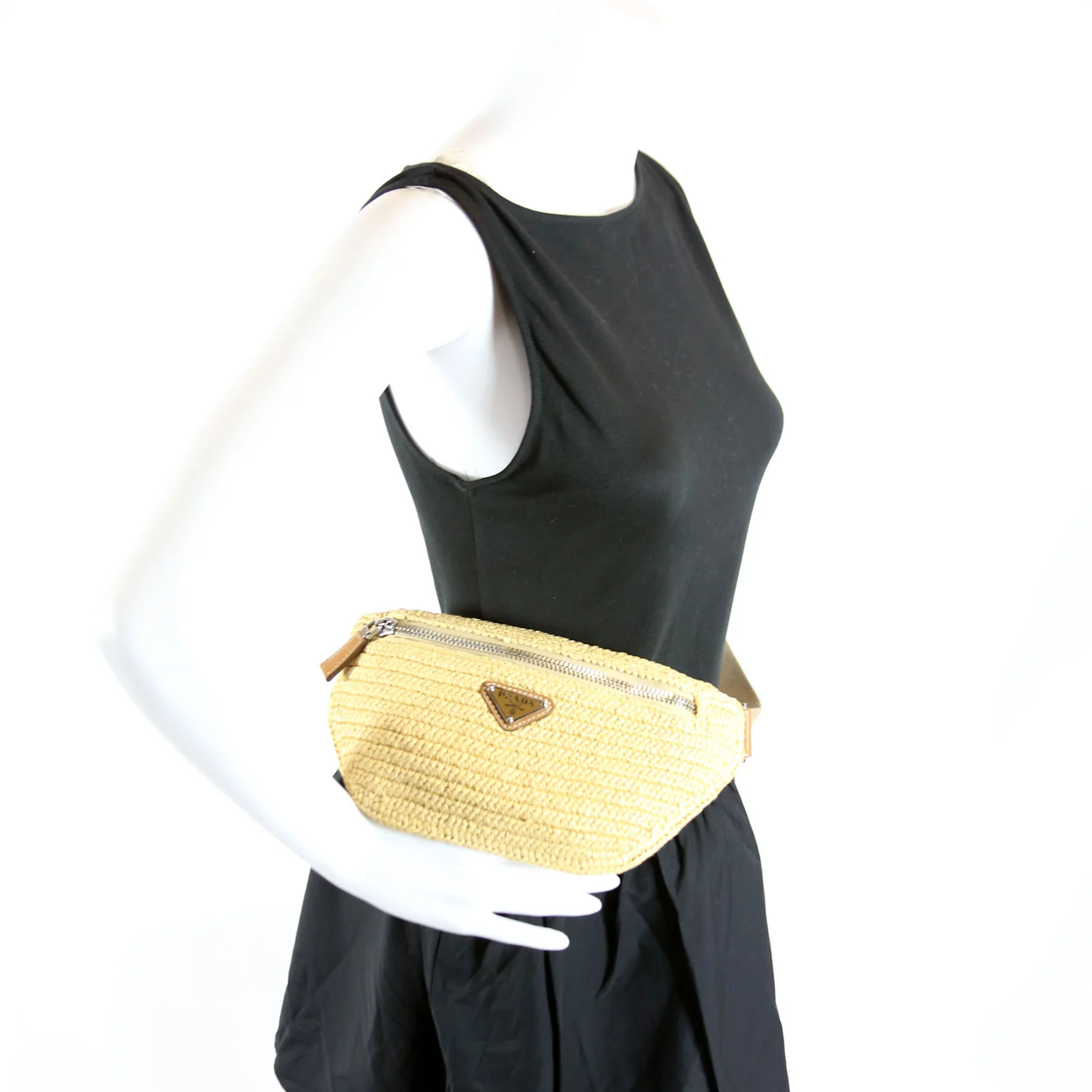 Natural Crochet Belt Bag Beige - Image 9
