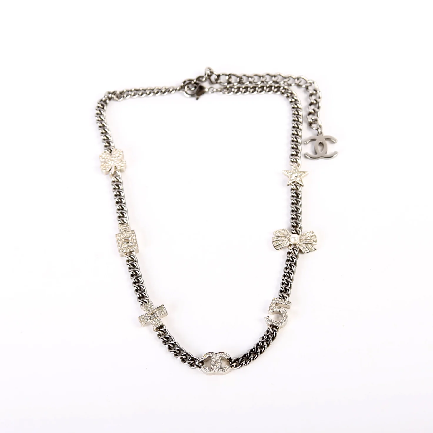 Crystal CC Lucky Charms Chain Choker Necklace - Image 2