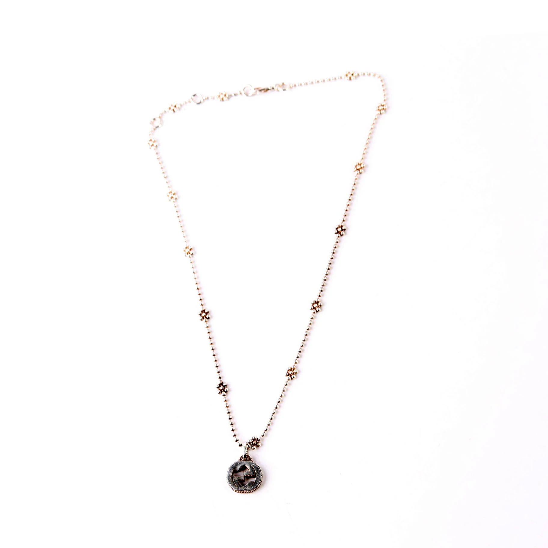 Necklace: Interlock G Flower Bead Chain 925 - Image 2