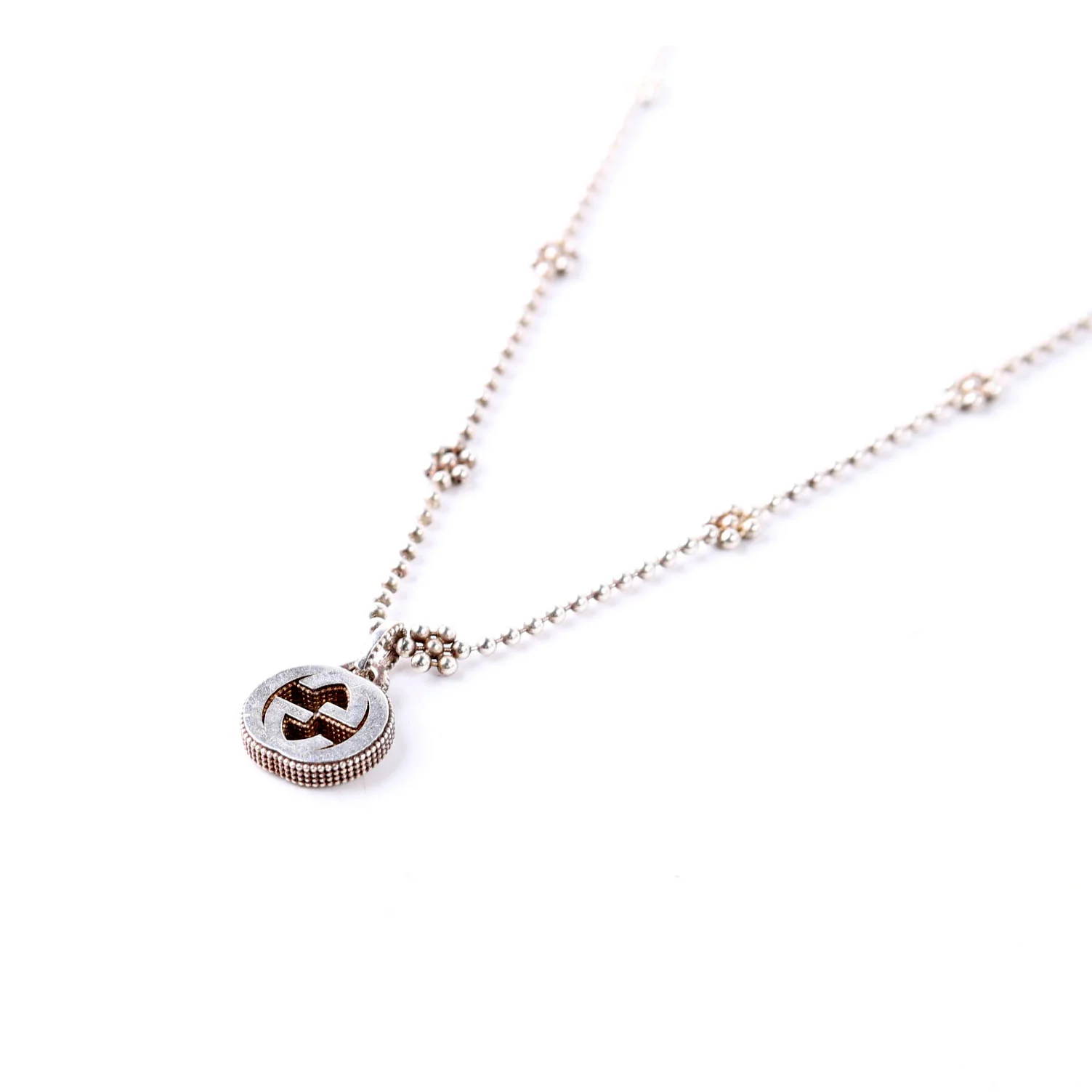 Necklace: Interlock G Flower Bead Chain 925 - Image 4