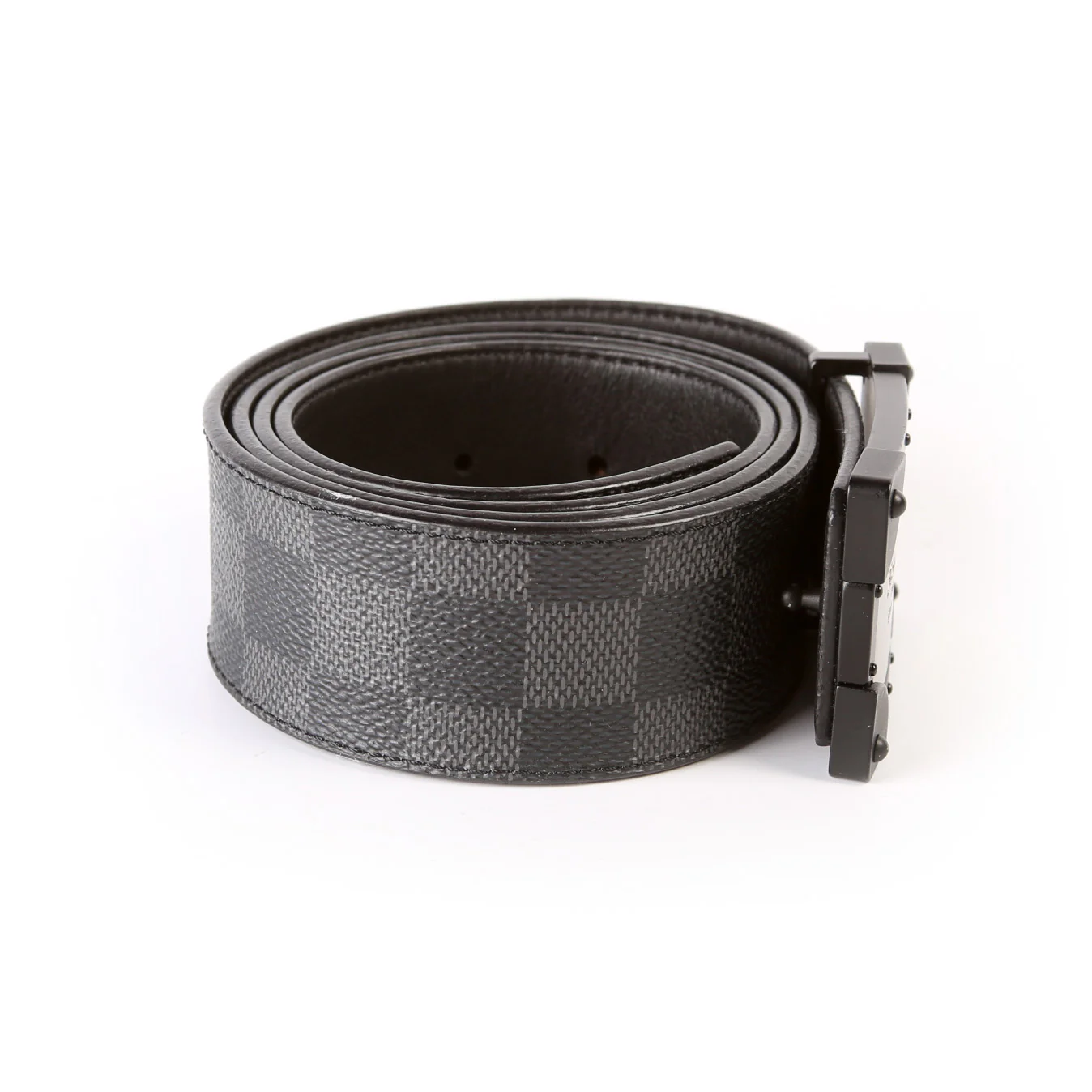 Neo Trunk Buckle Damier Graphite/Leather Reversible Belt Size 95/38 - Image 3