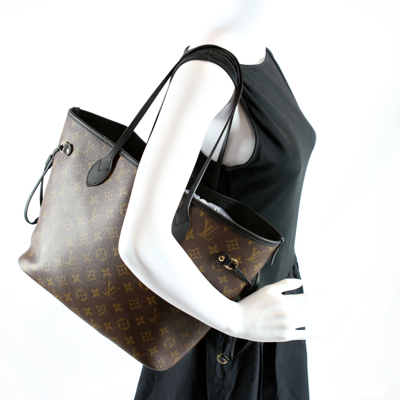 Neverfull MM Inside Out Leather/Monogram Black - Image 11