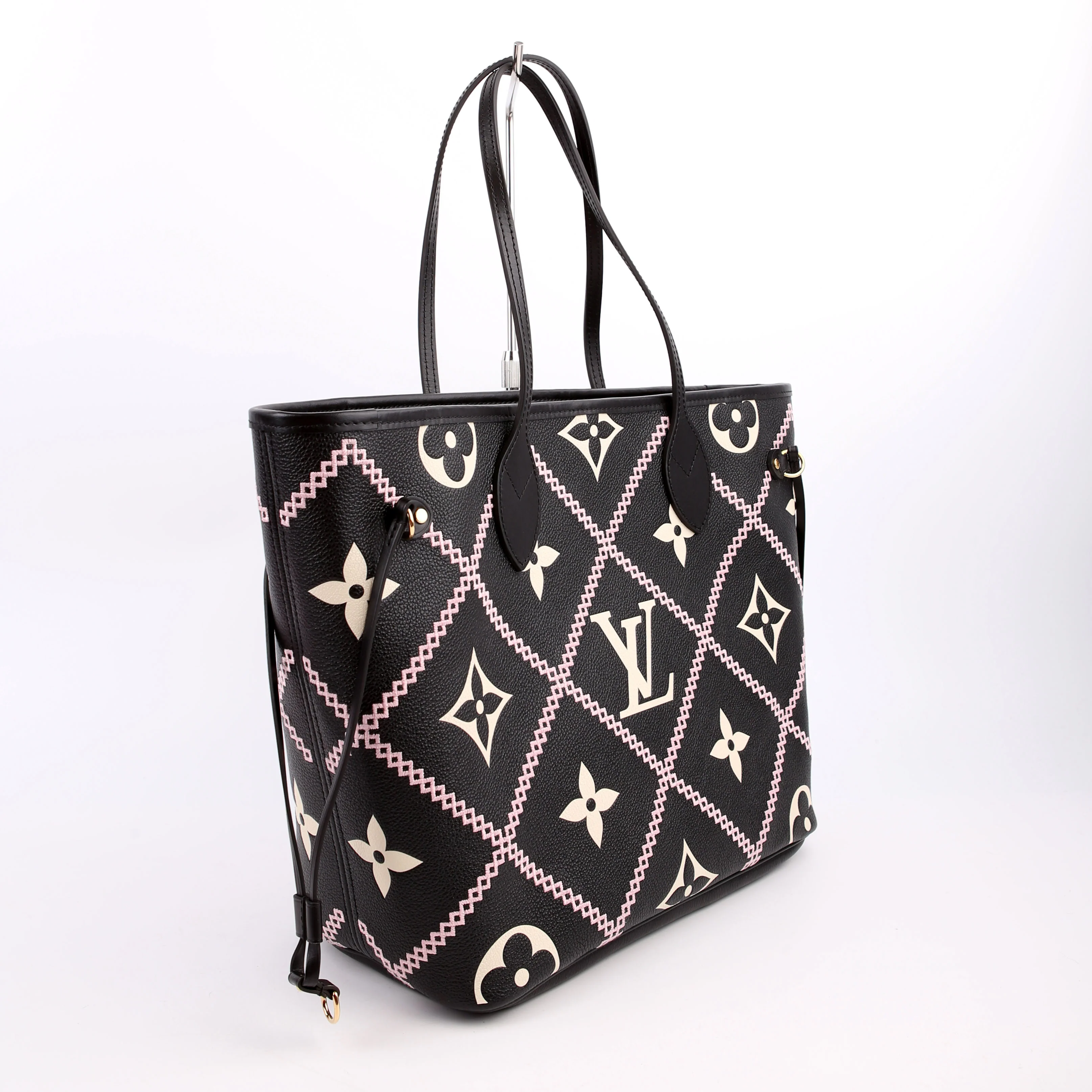 Neverfull With Wallet MM Giant Empreinte Broderies Black/Pink - Image 3
