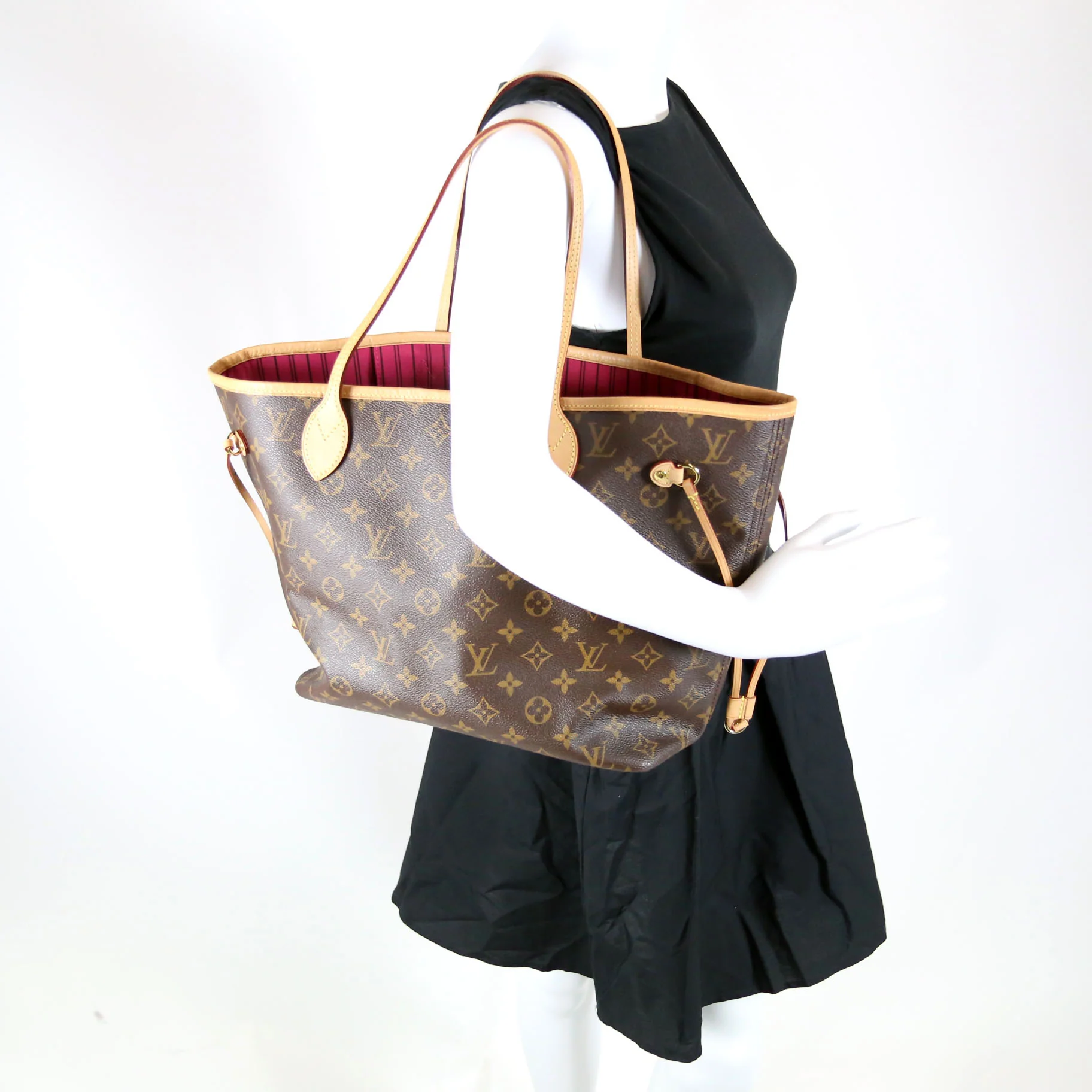 Neverfull With Wallet MM Monogram Brown/Berry - Image 9