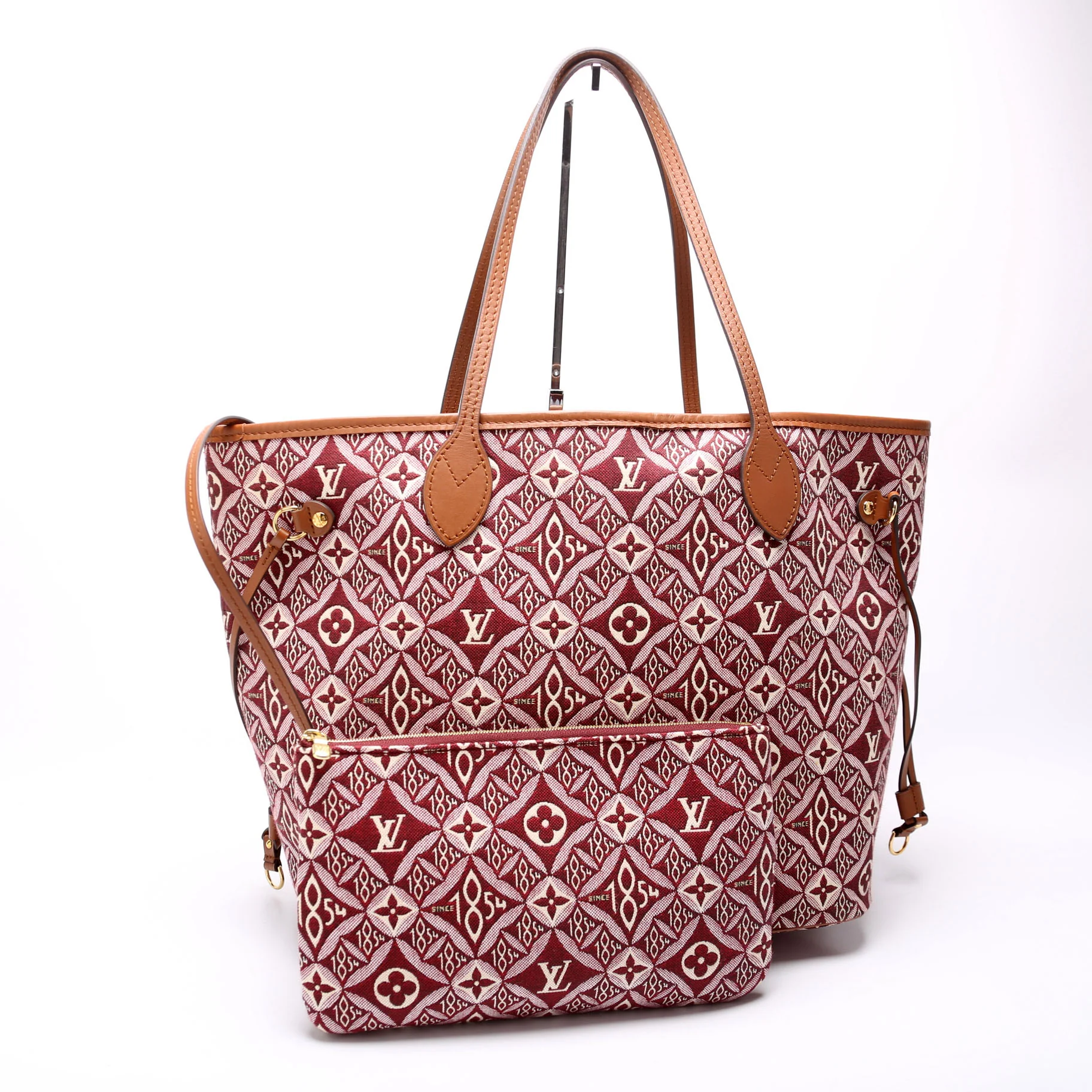 Neverfull With Wallet MM Since 1854 Jacquard Burgundy - Image 2