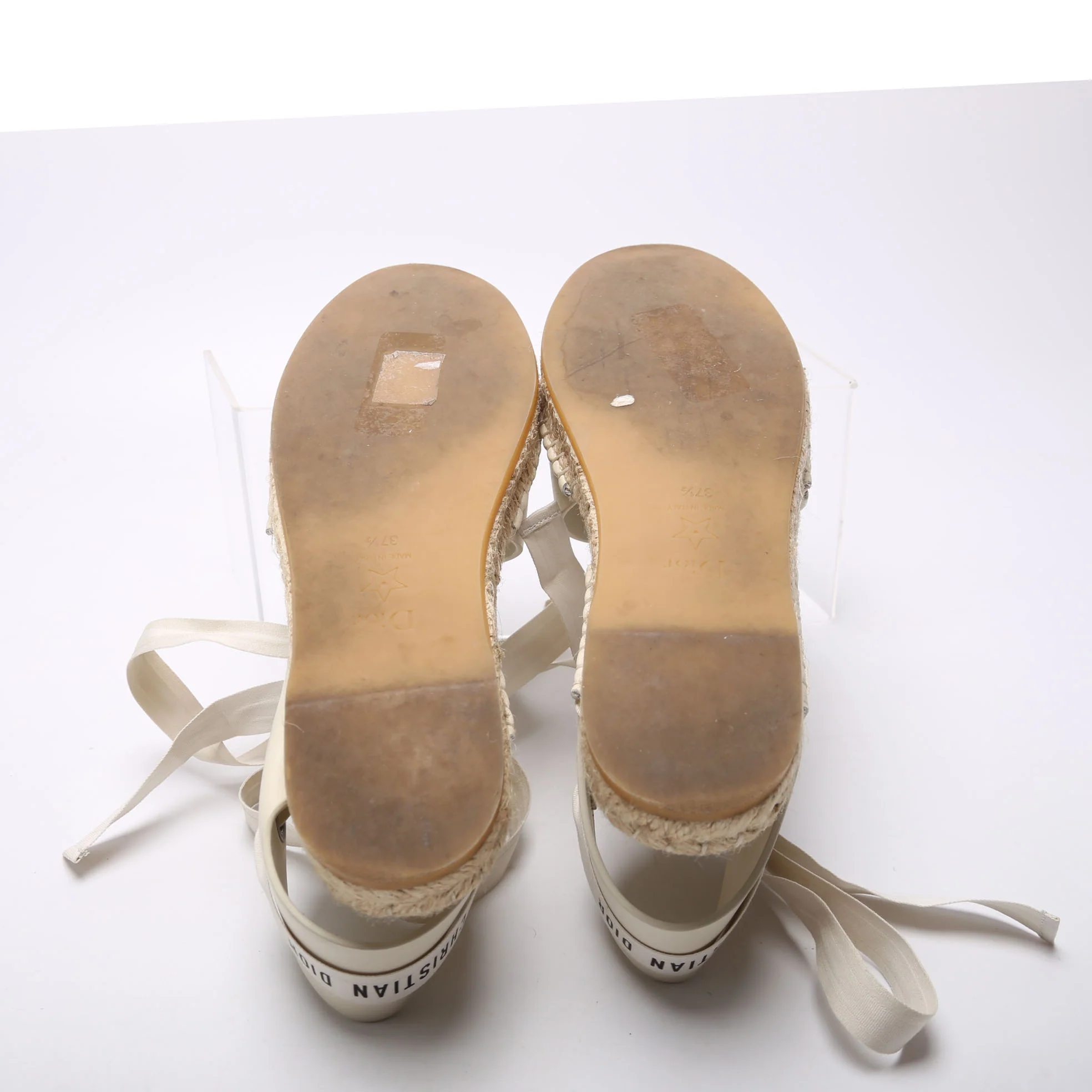 Nicely-D Ankle Tie Espadrille Flats Size 37.5 Cream - Image 7
