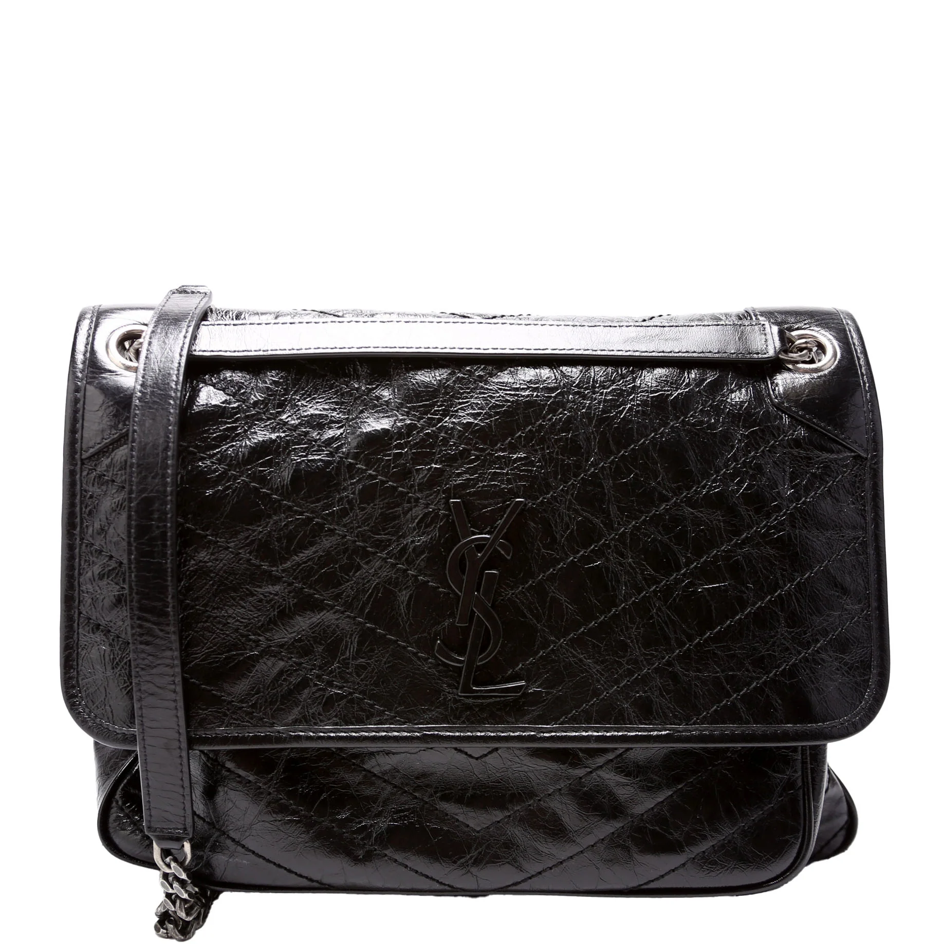 Niki Large Crinkled Leather 633157 Black