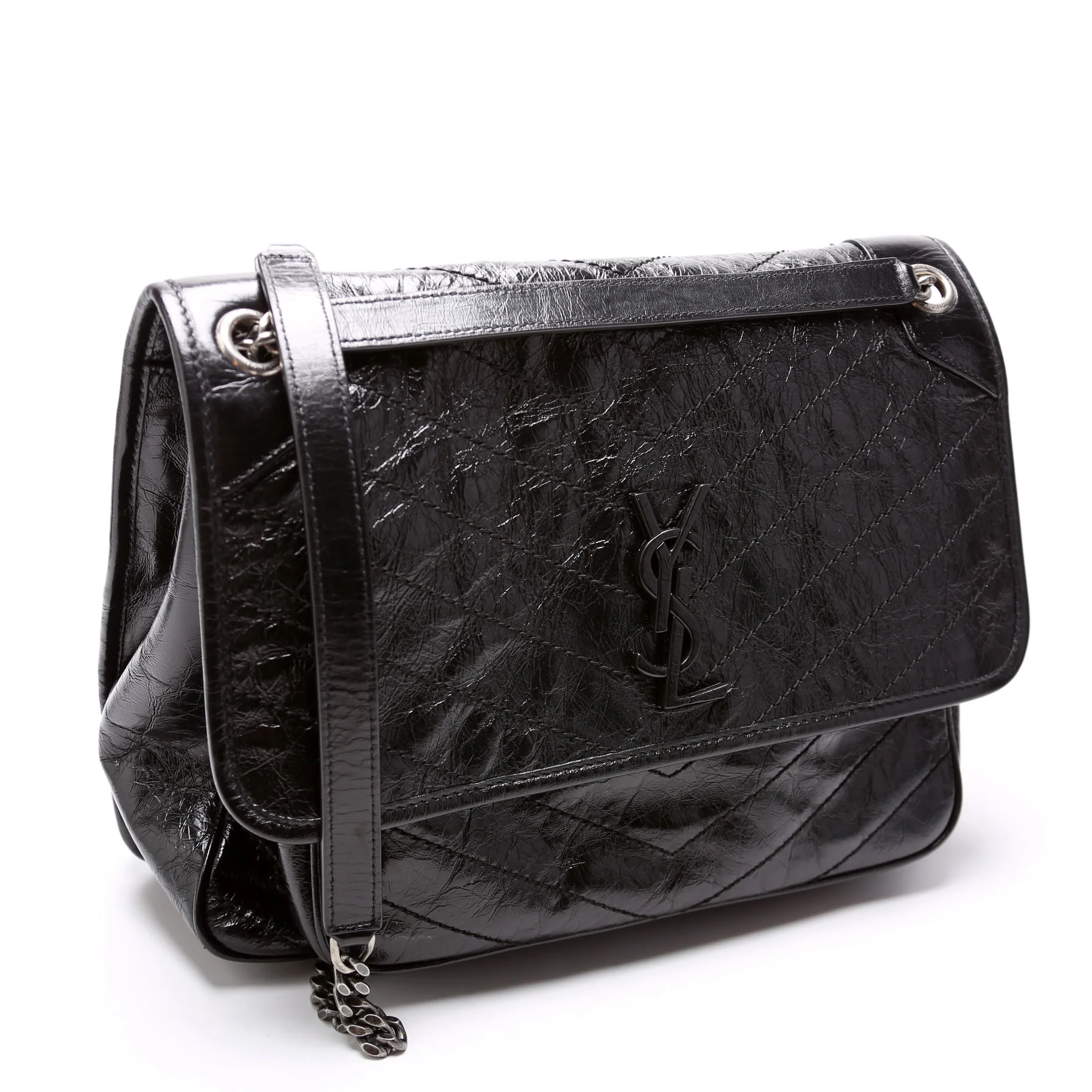 Niki Large Crinkled Leather 633157 Black - Image 2