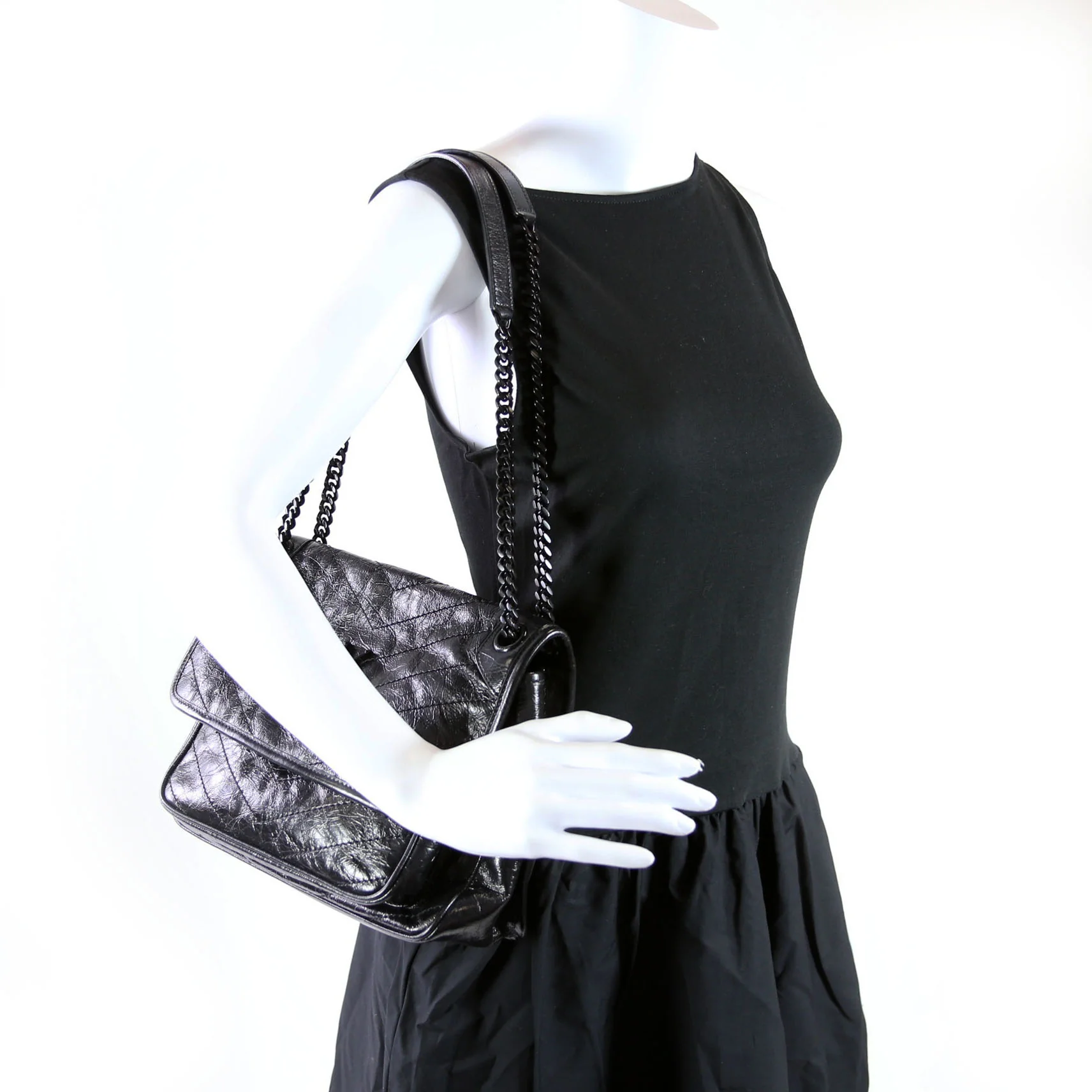 Niki Medium Crinkle Leather 575055 Black - Image 11
