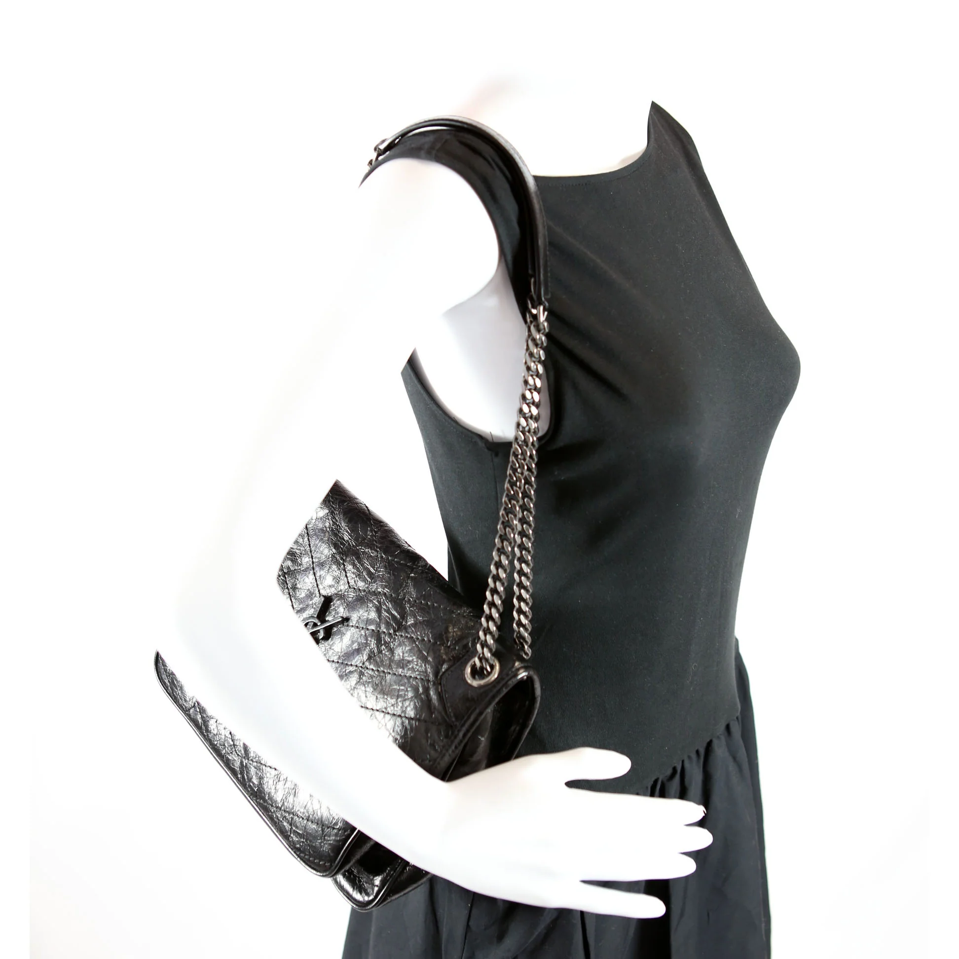 Niki Medium Crinkle Leather 633158 Black - Image 14