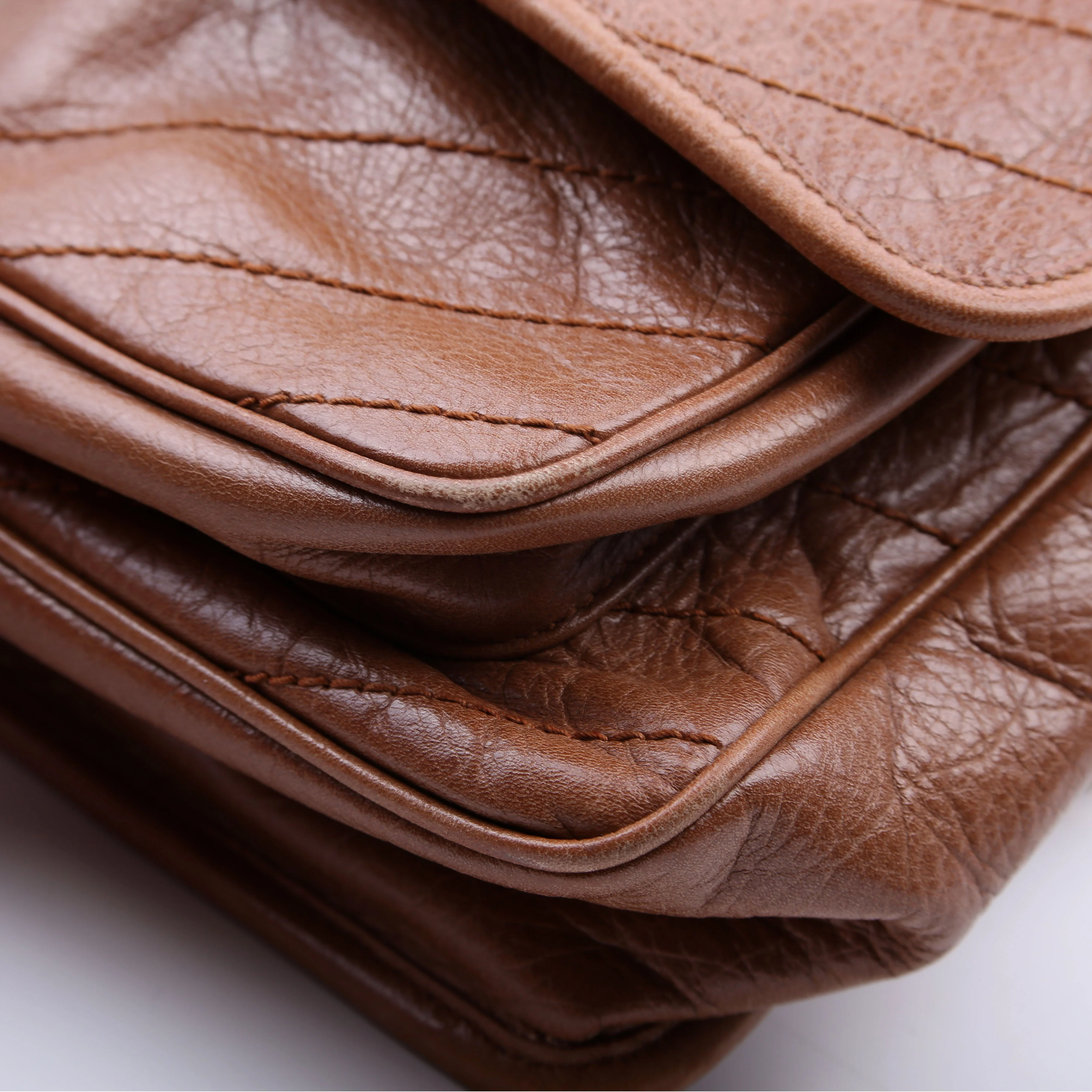 Niki Medium Crinkle Leather Brown - Image 6