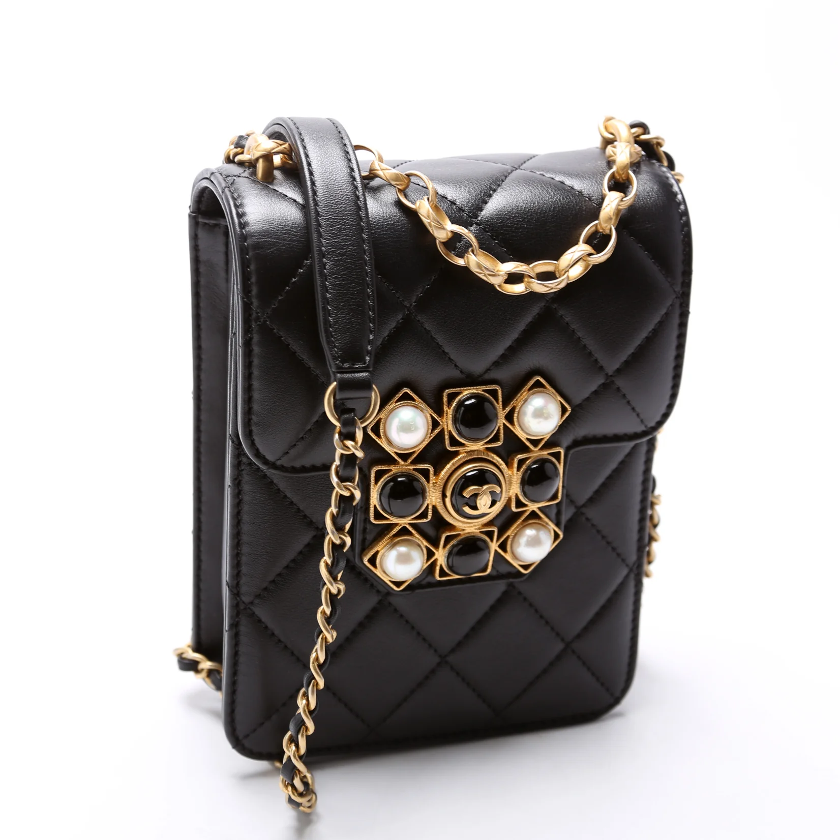 North South Flap Bag Pearl/Resin CC Quilted Lambskin 30M - Image 2