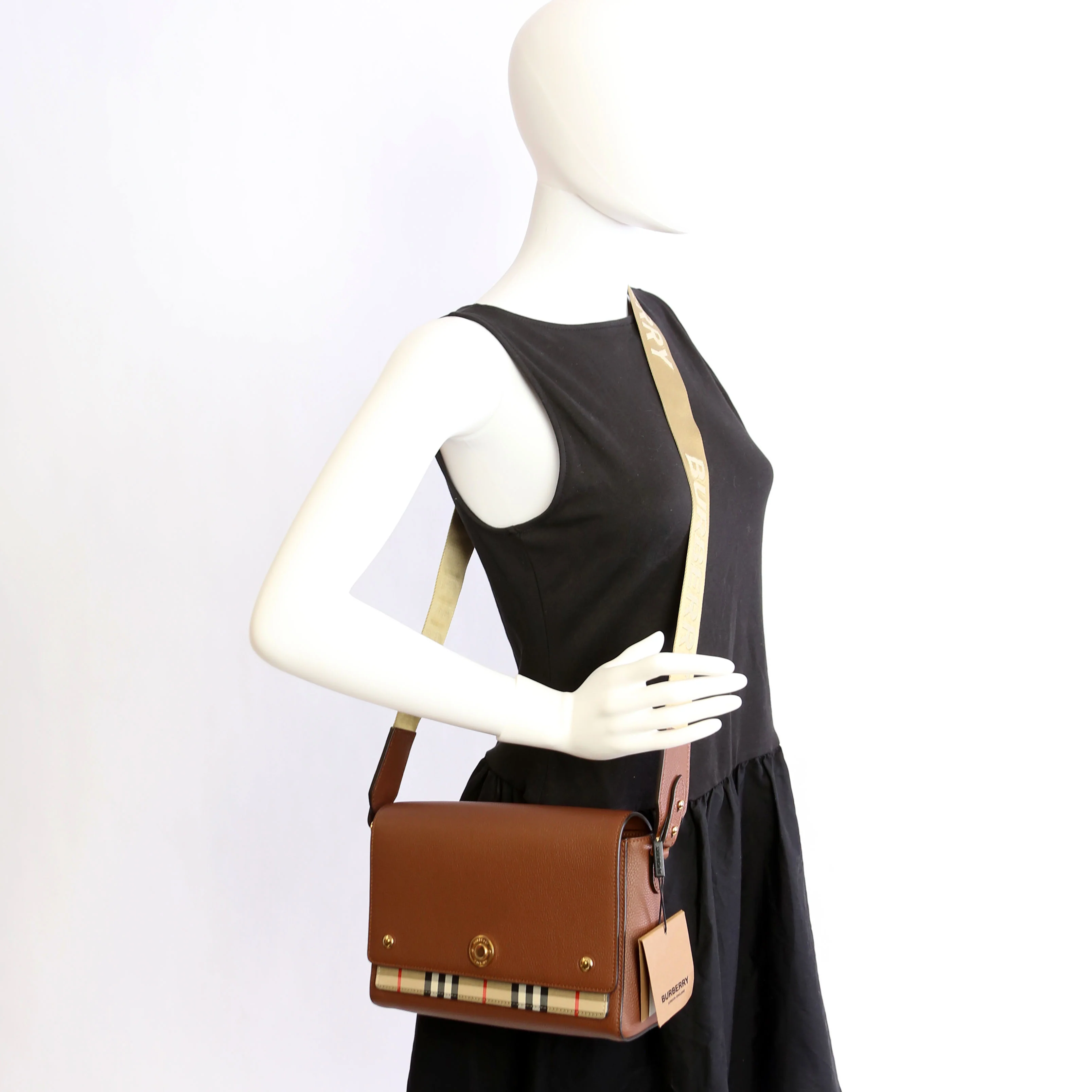 Note Crossbody Vintage Check Medium Brown - Image 12