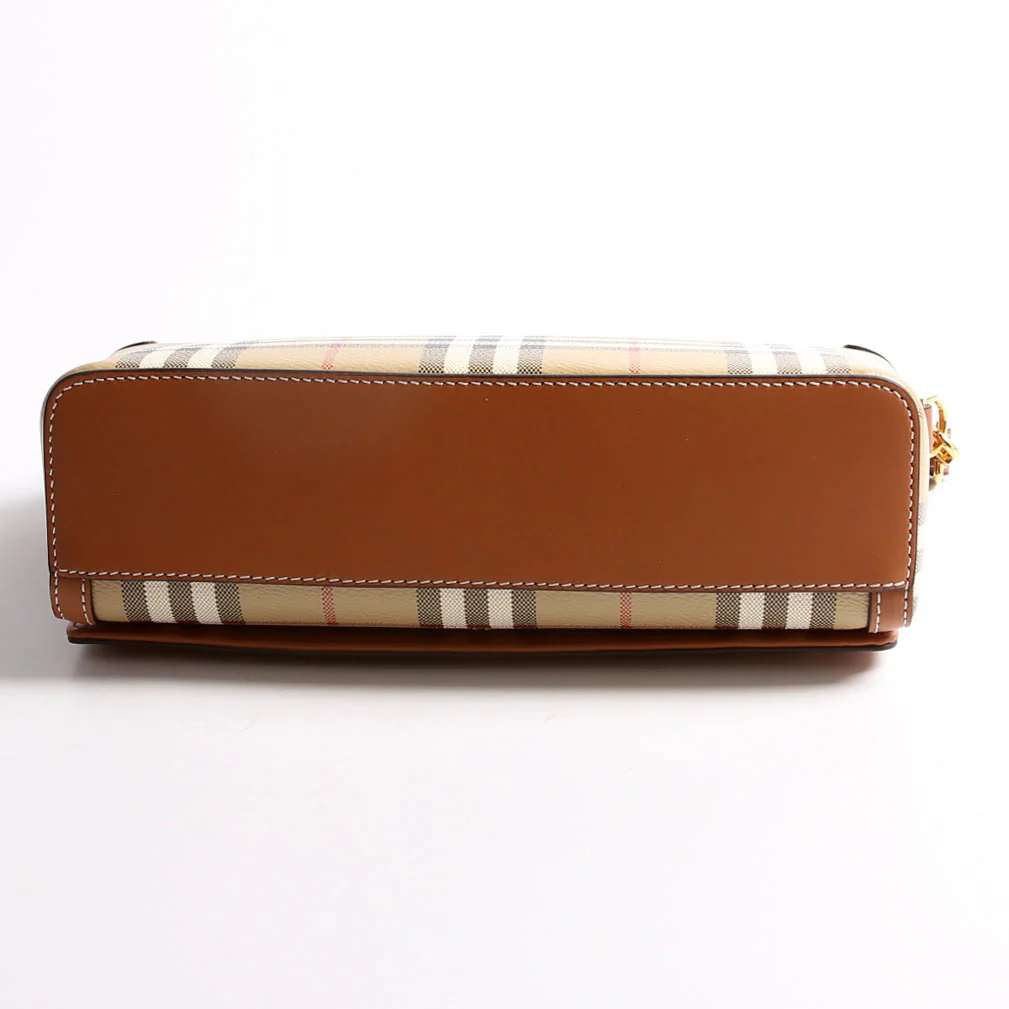 Note Top Handle Crossbody Check Coated Canvas - Image 6