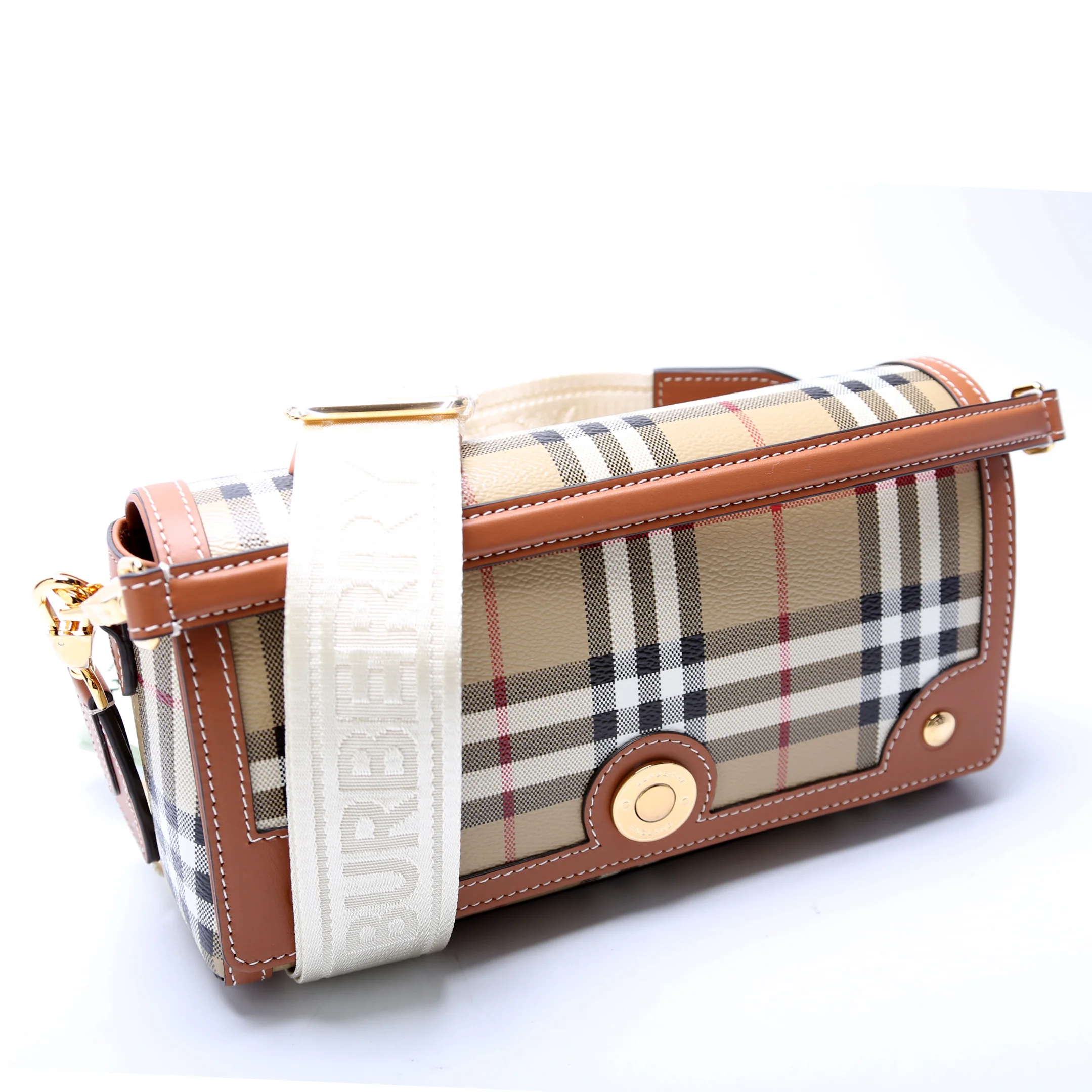Note Top Handle Crossbody Check Coated Canvas - Image 2