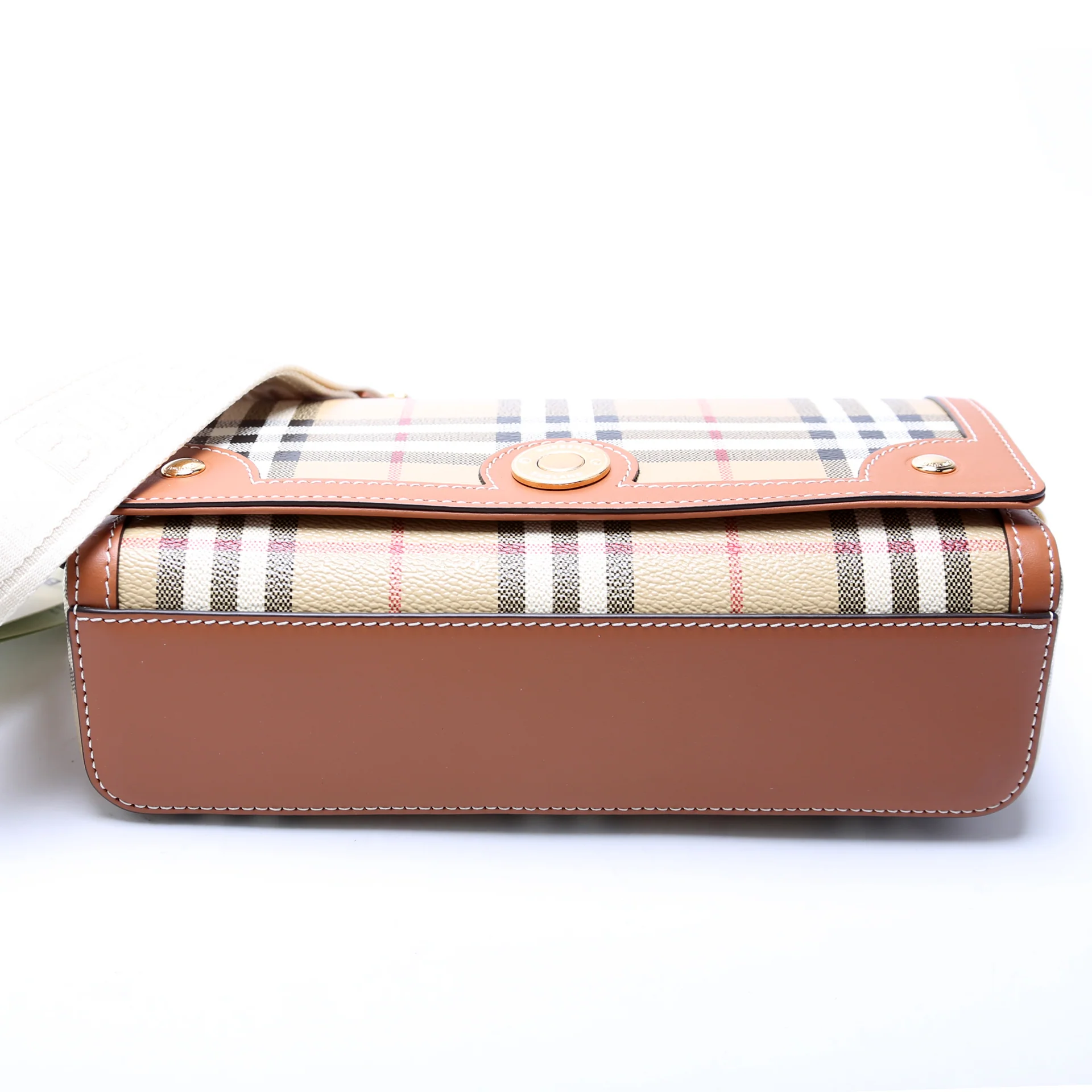 Note Top Handle Crossbody Check Coated Canvas - Image 4