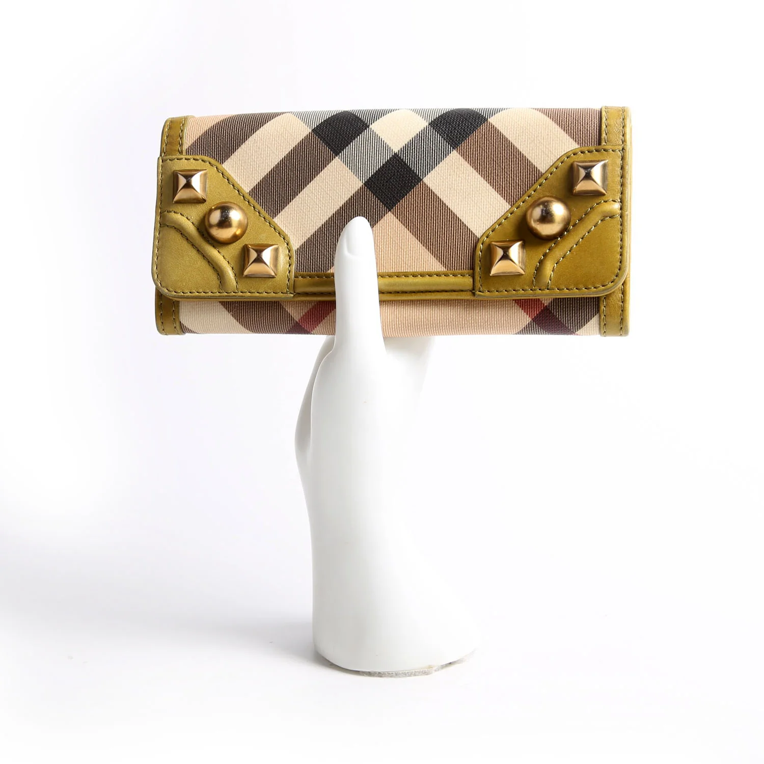Nova Check Mega Stud Continental Wallet Green/Tan - Image 12