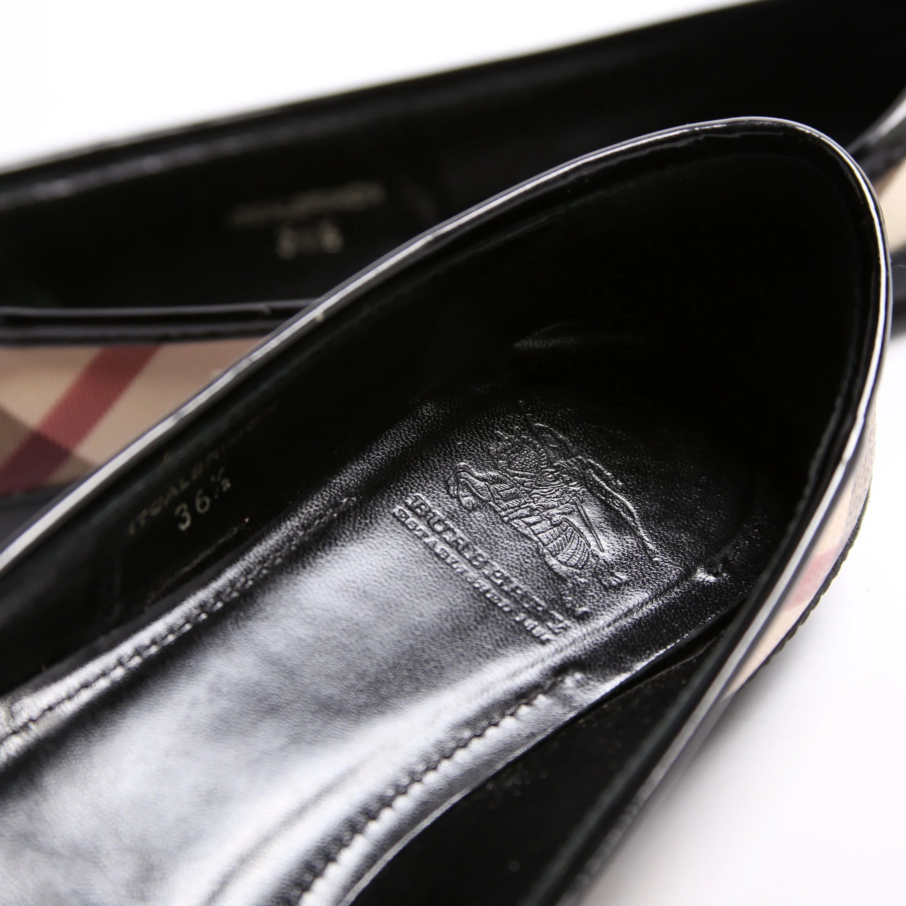 Nova Check Patent Flats Size 36.5 Black/Beige - Image 6
