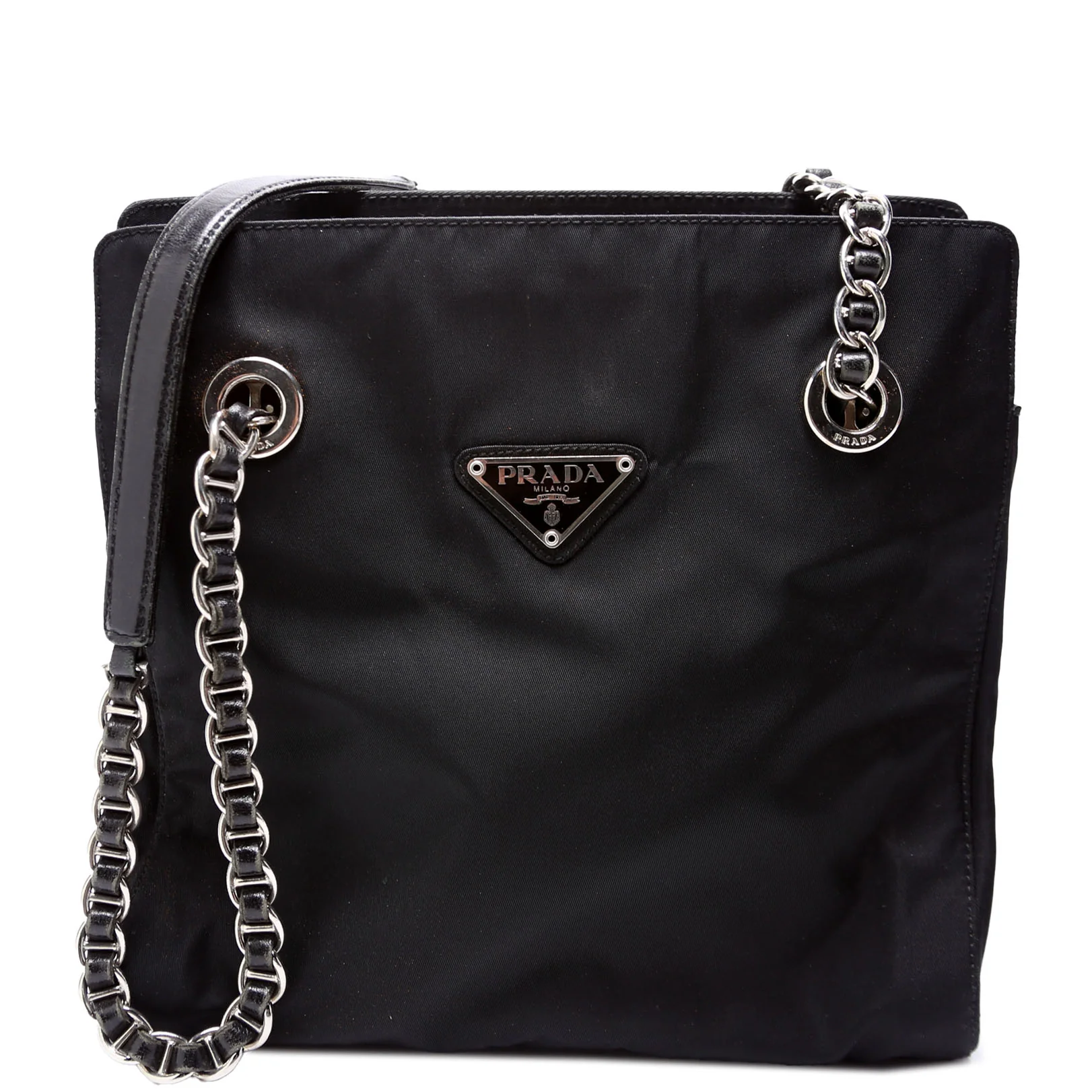 Nylon Catena Chain Shoulder Bag Black