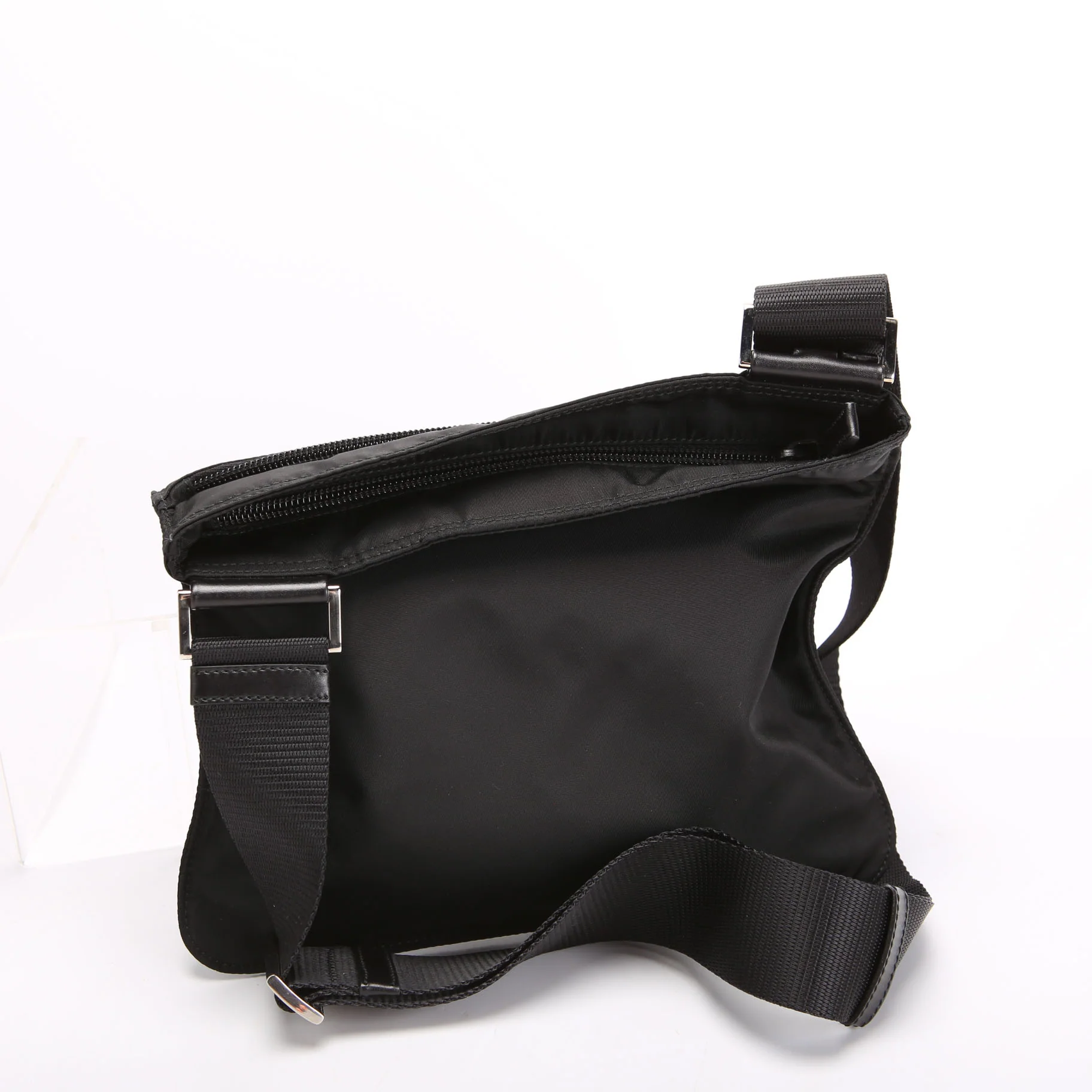 Nylon Flat Small Messenger Black - Image 3