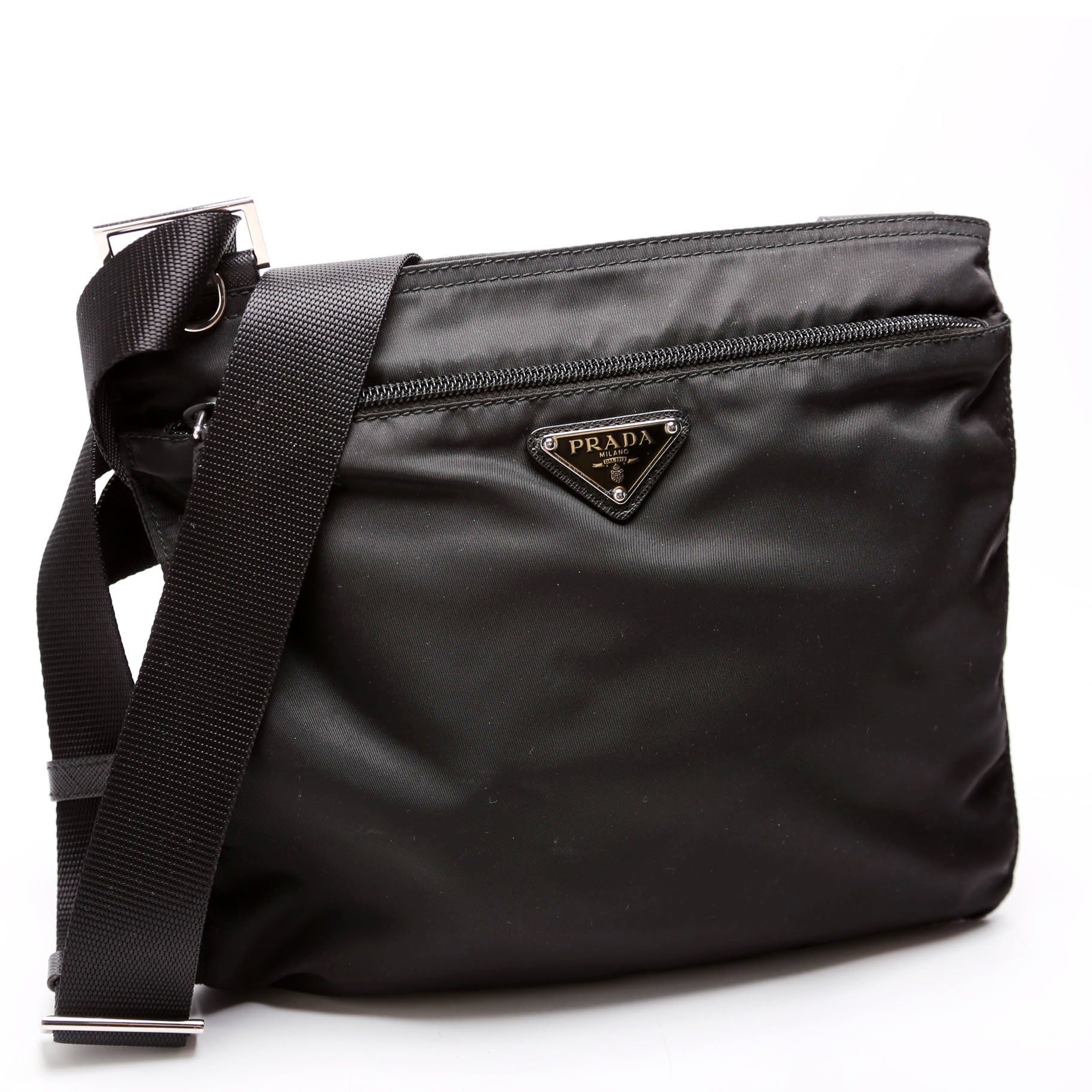 Nylon Flat Small Messenger Black - Image 2