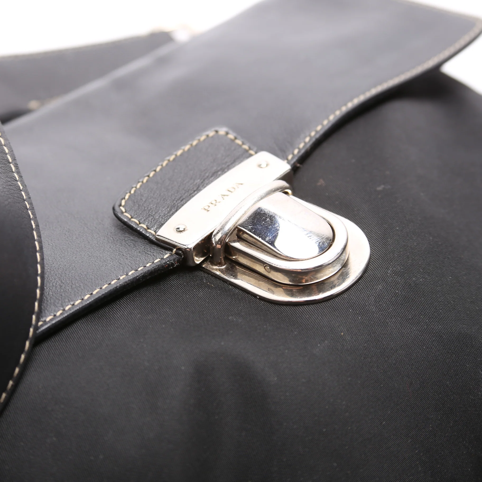 Nylon/Leather Pushlock Shoulder Bag - Image 15
