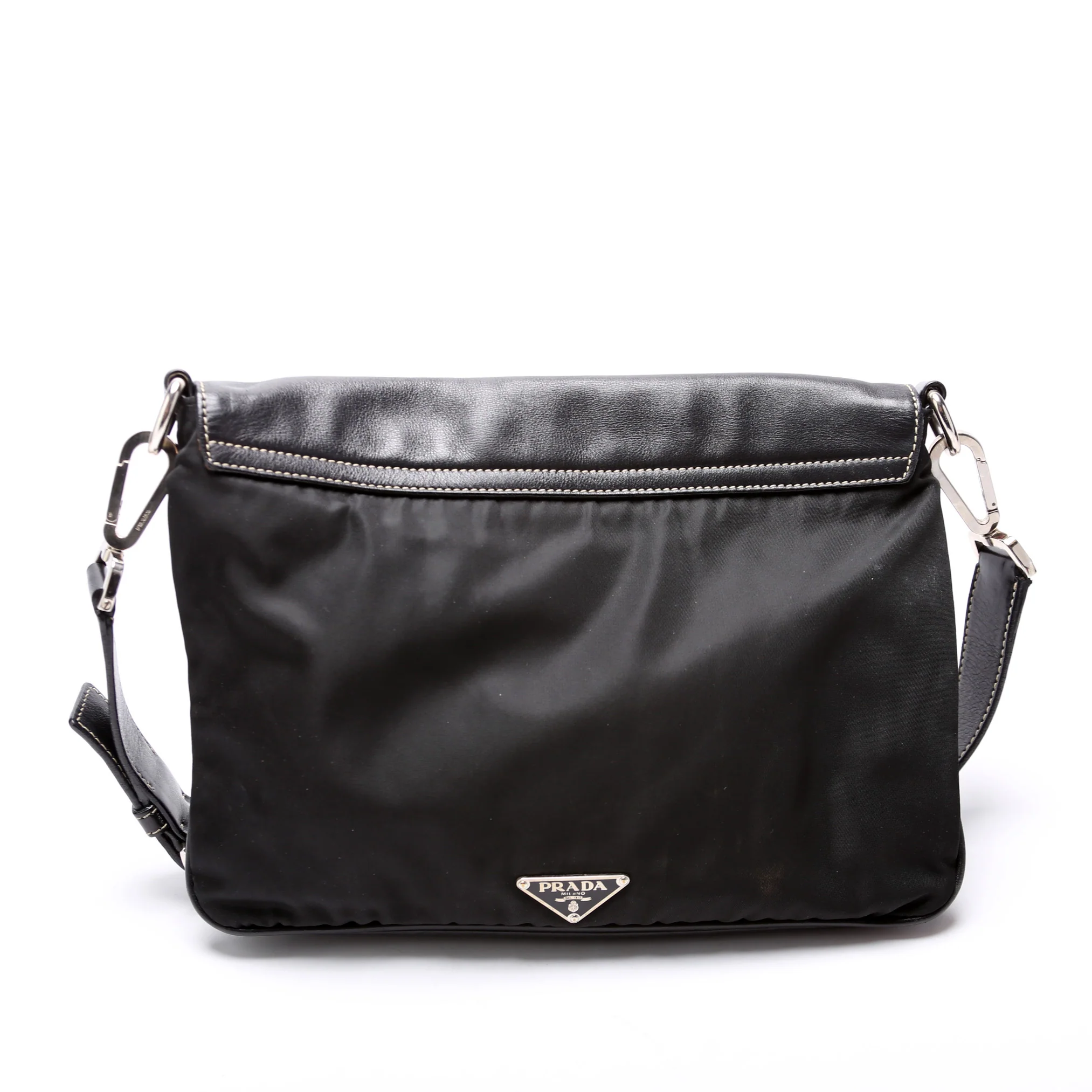 Nylon/Leather Pushlock Shoulder Bag - Image 3
